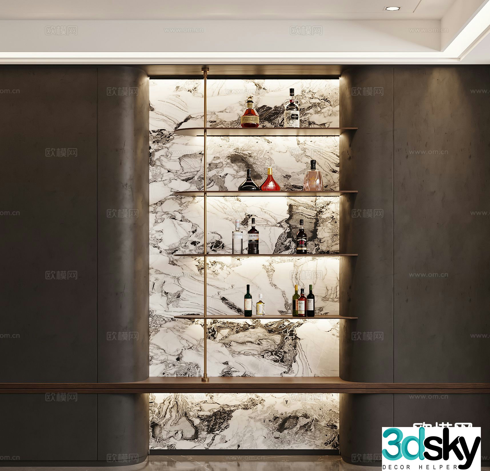 Italian wine cabinet wine rack 3D model