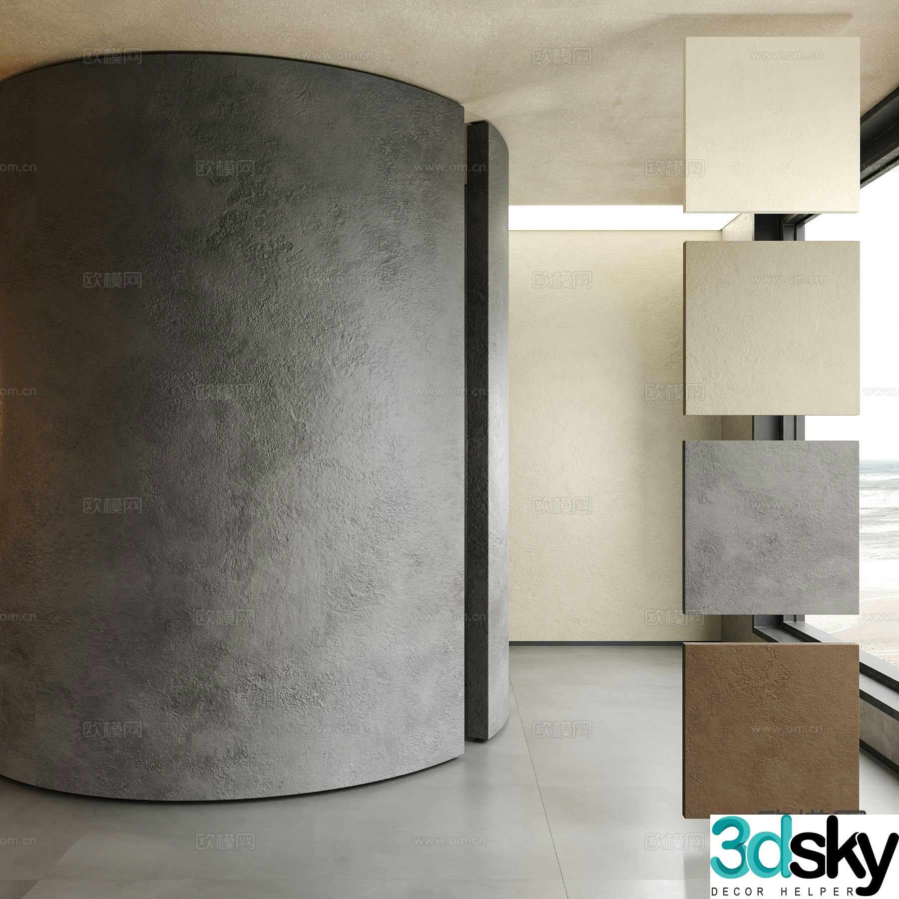Microcement coating Gypsum texture paint Art paint 3d model