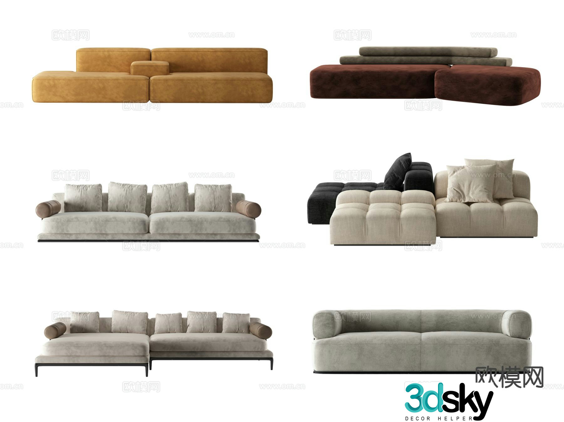 Double sofa corner sofa 3d model