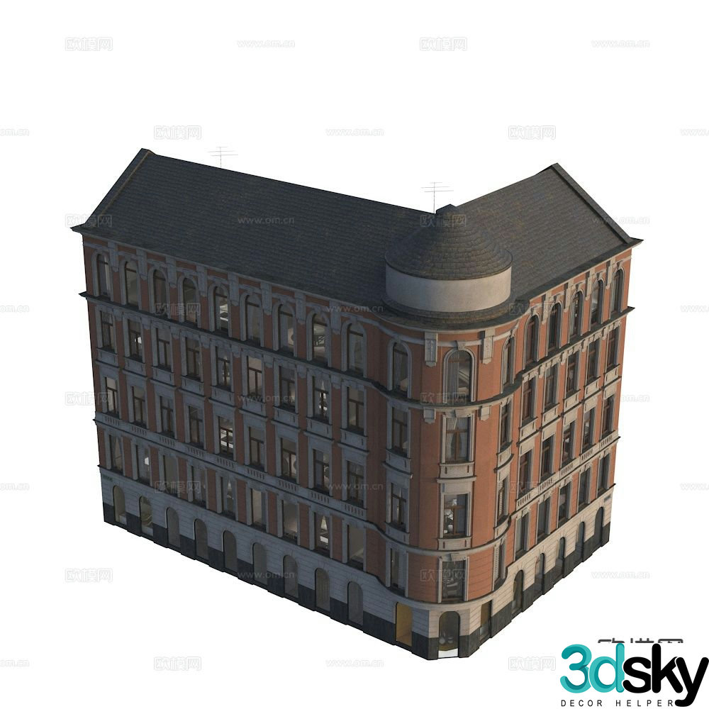 European style residential building 3D model