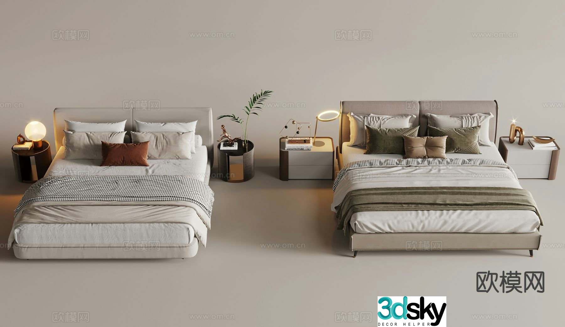 Modern double bed 3d model