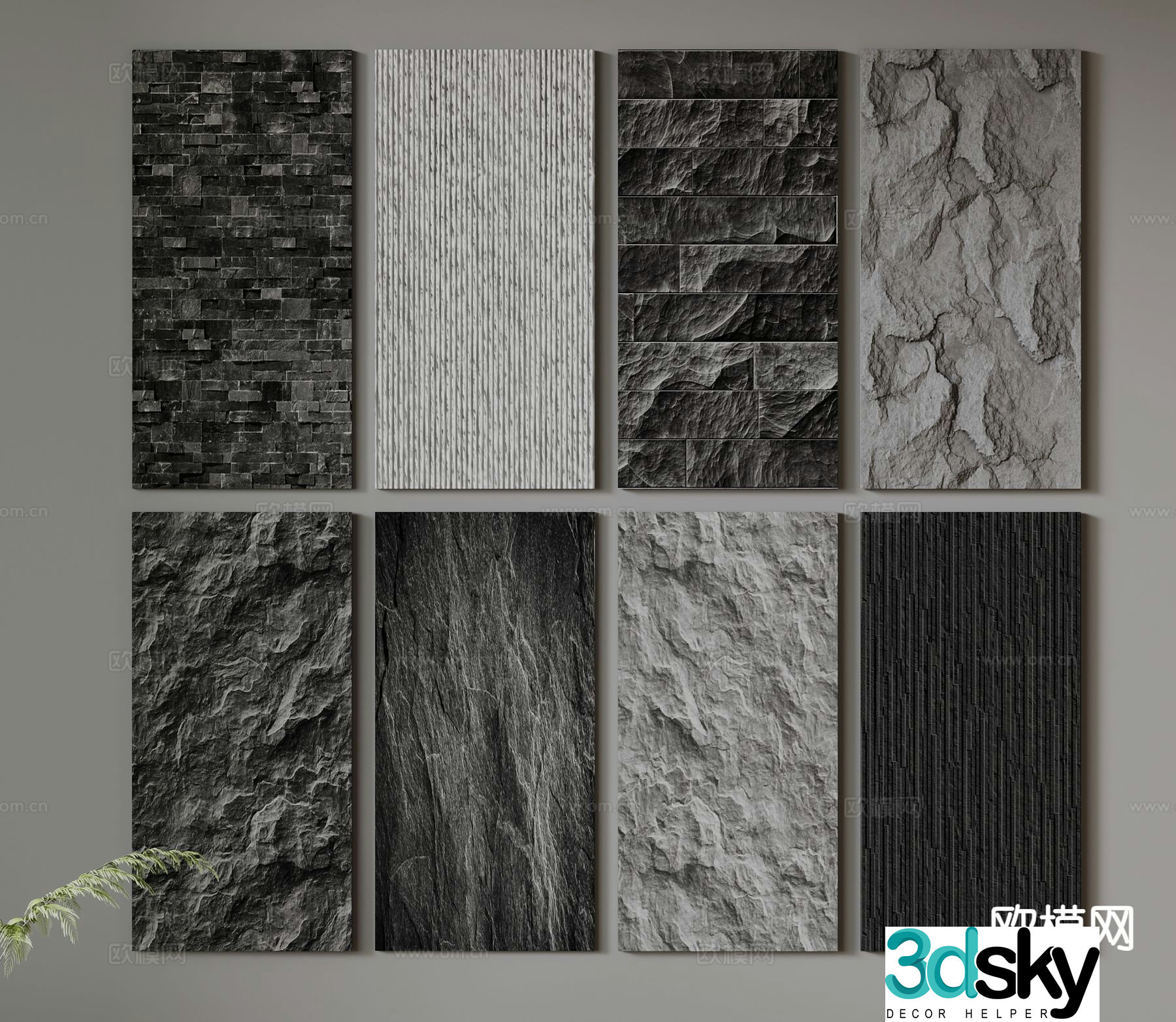 Stone wall rough stone wall rock wall lavastone background wall 3d model