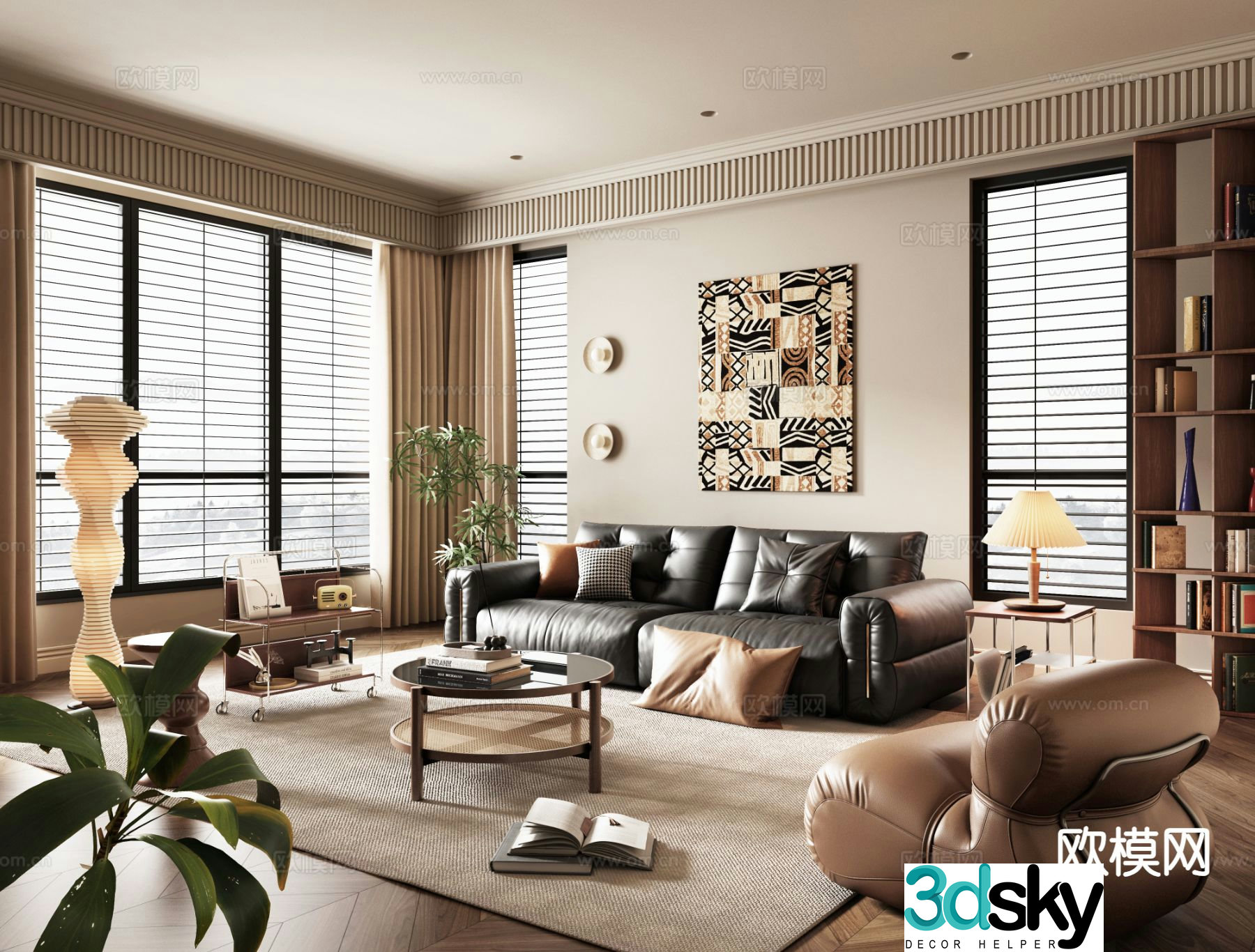 Middle-aged living room 3d model