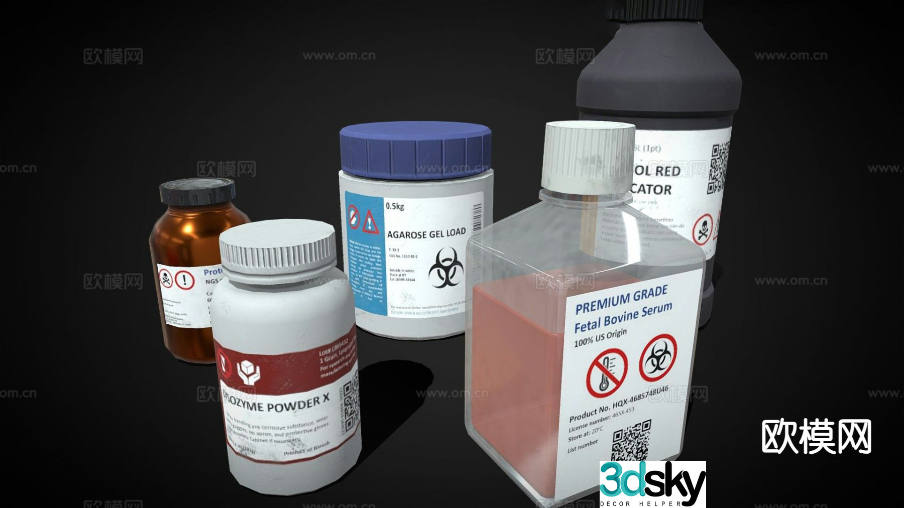 Chemical Reagents Bottle Plastic PBR3d Model