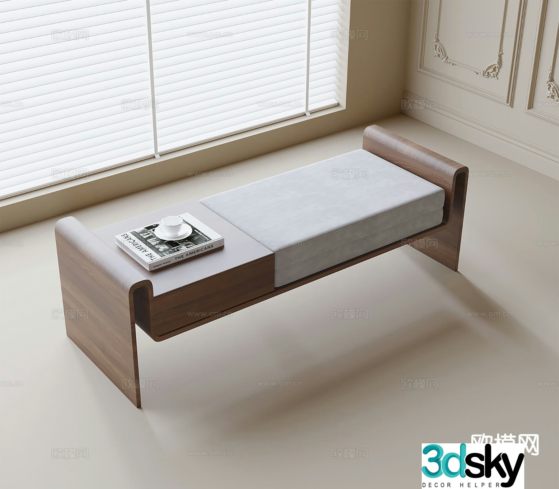 foot rest bed end stool bench 3d model
