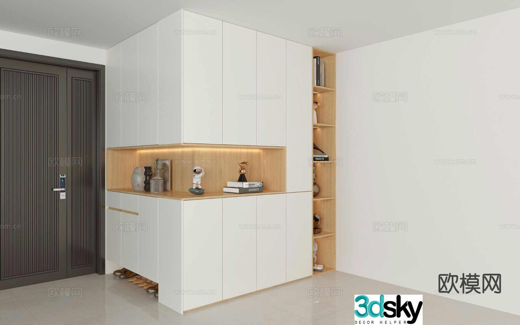 Modern home entrance shoe cabinet 3D model