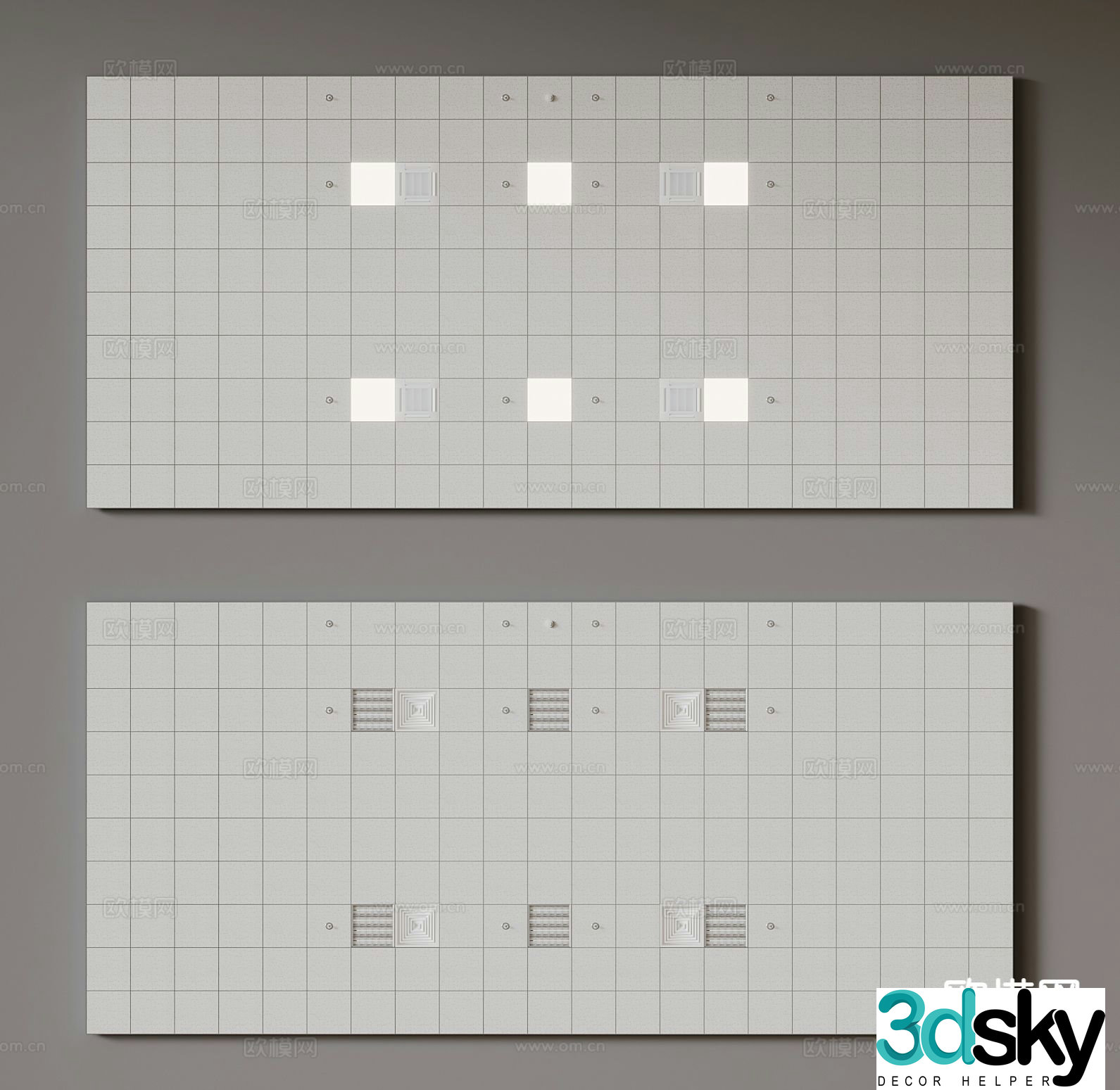 Mineral wool board ceiling integrated ceiling 3D model