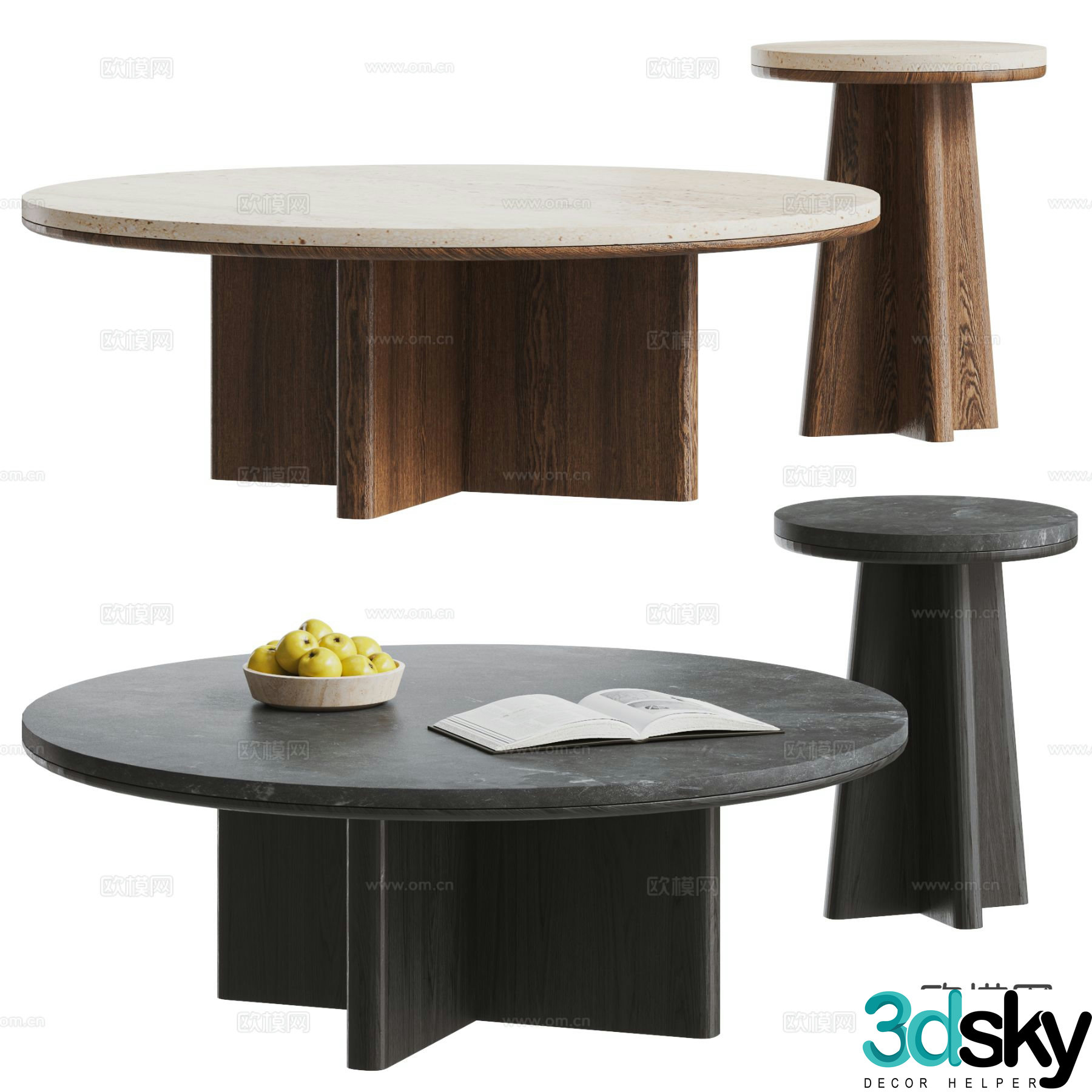 Medieval style mother-in-law coffee table 3D model