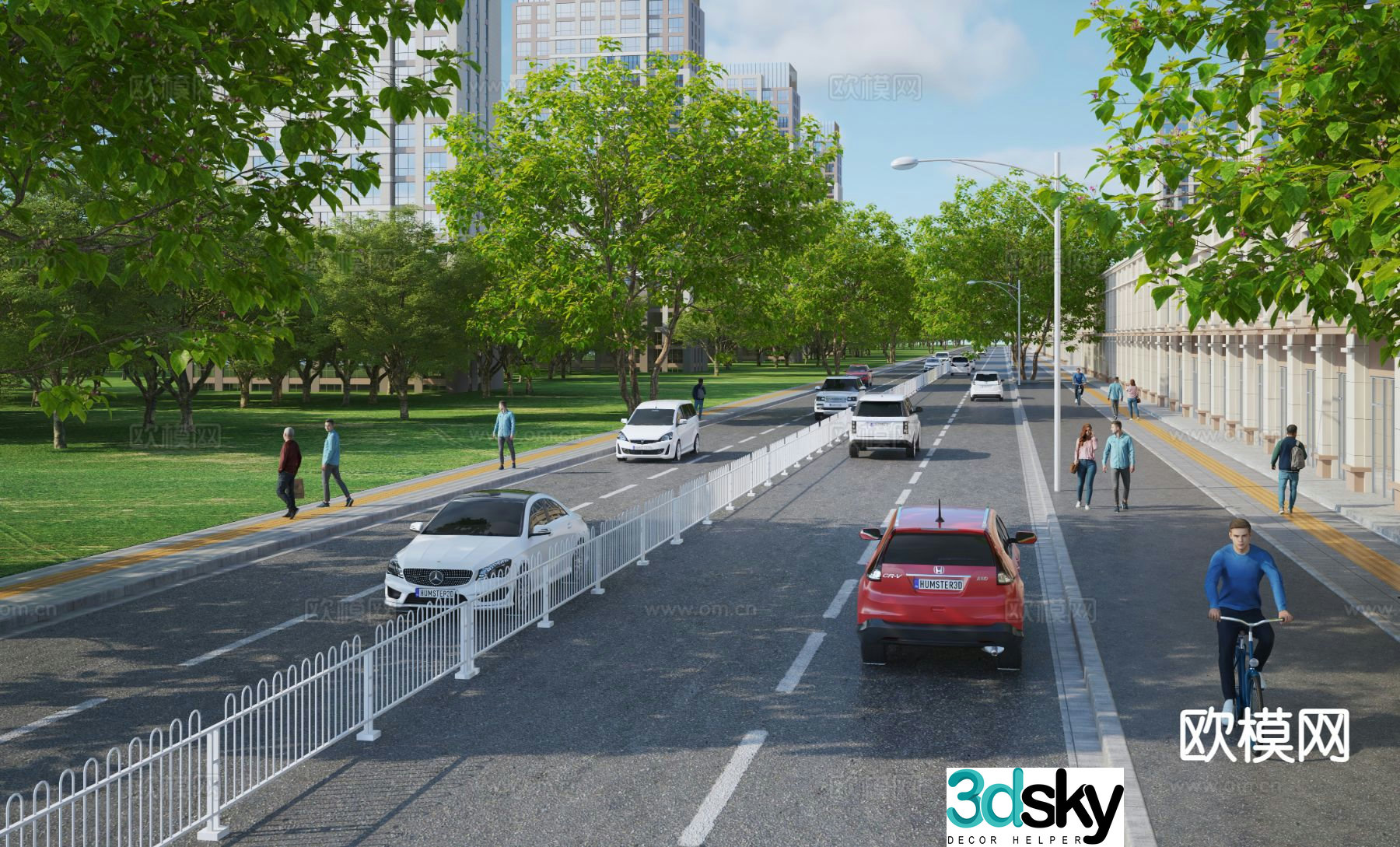 Road landscape urban road 3d model