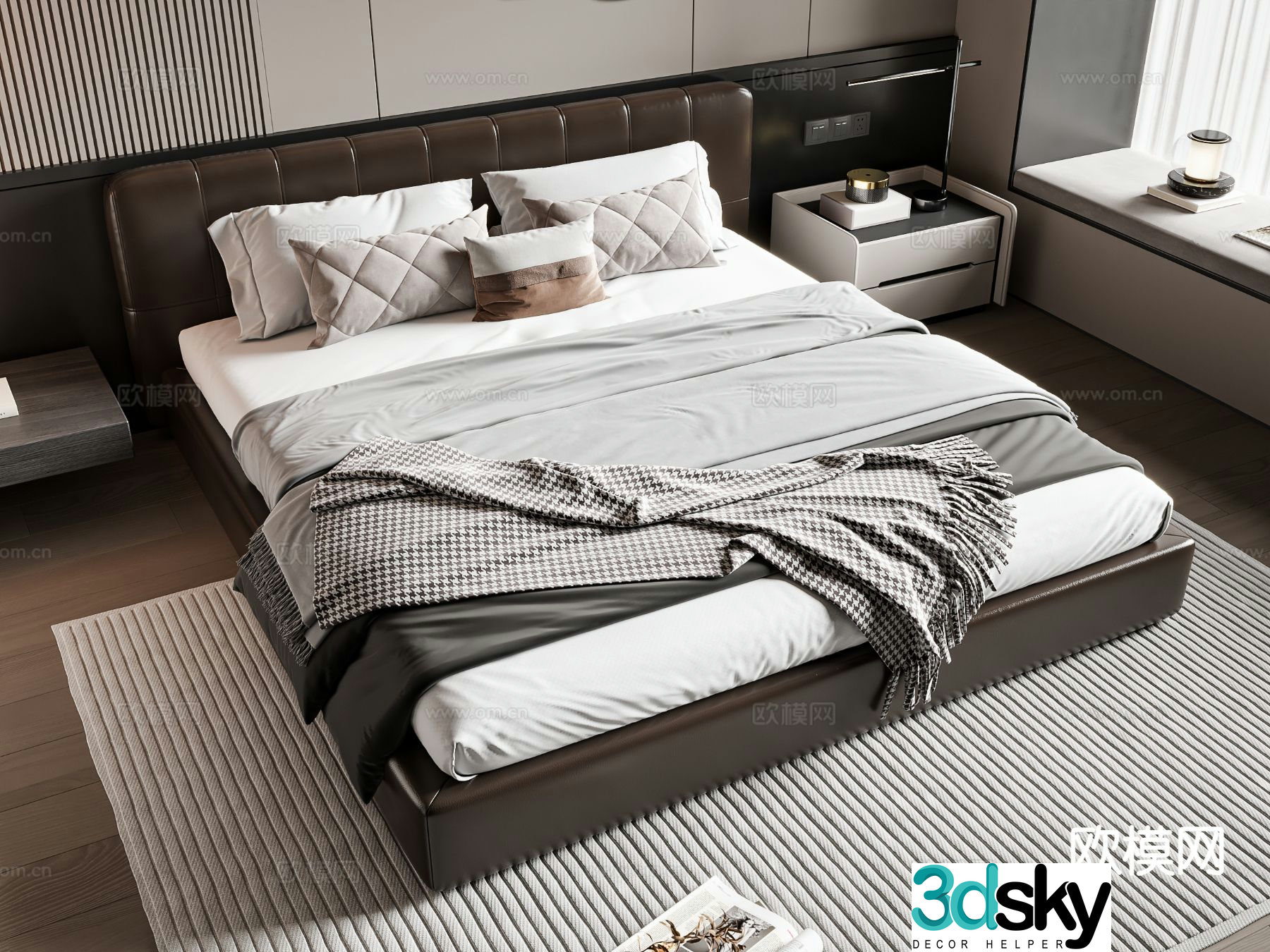 Italian double bed 3d model
