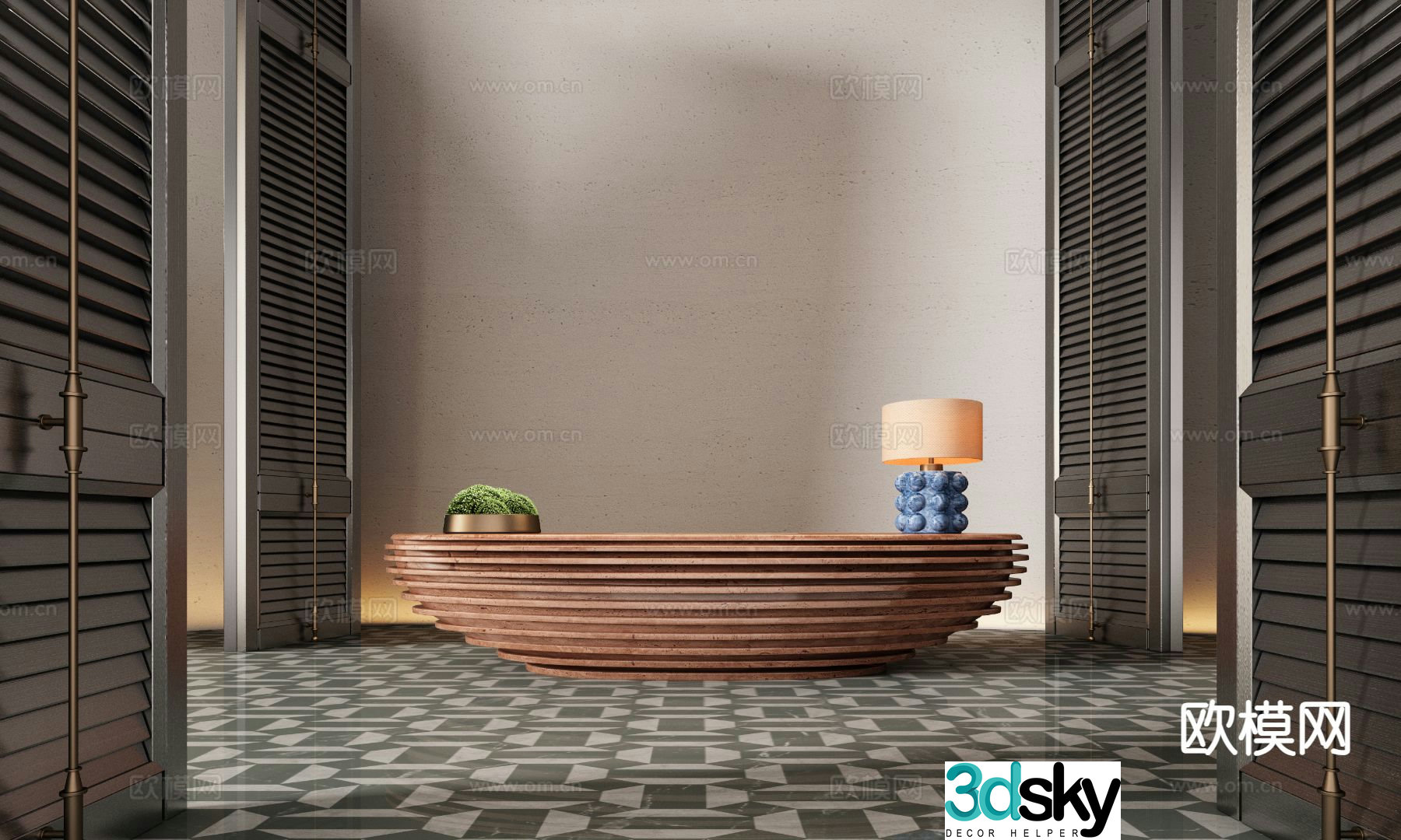 Hotel front desk reception desk service desk 3d model