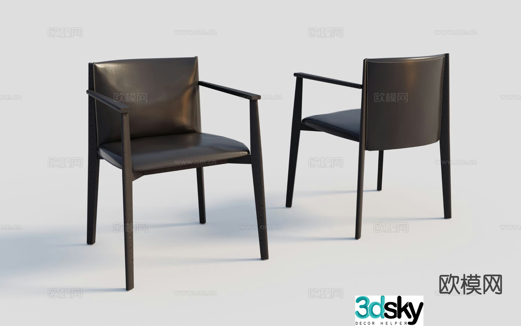 Modern single chair dining chair 3d model
