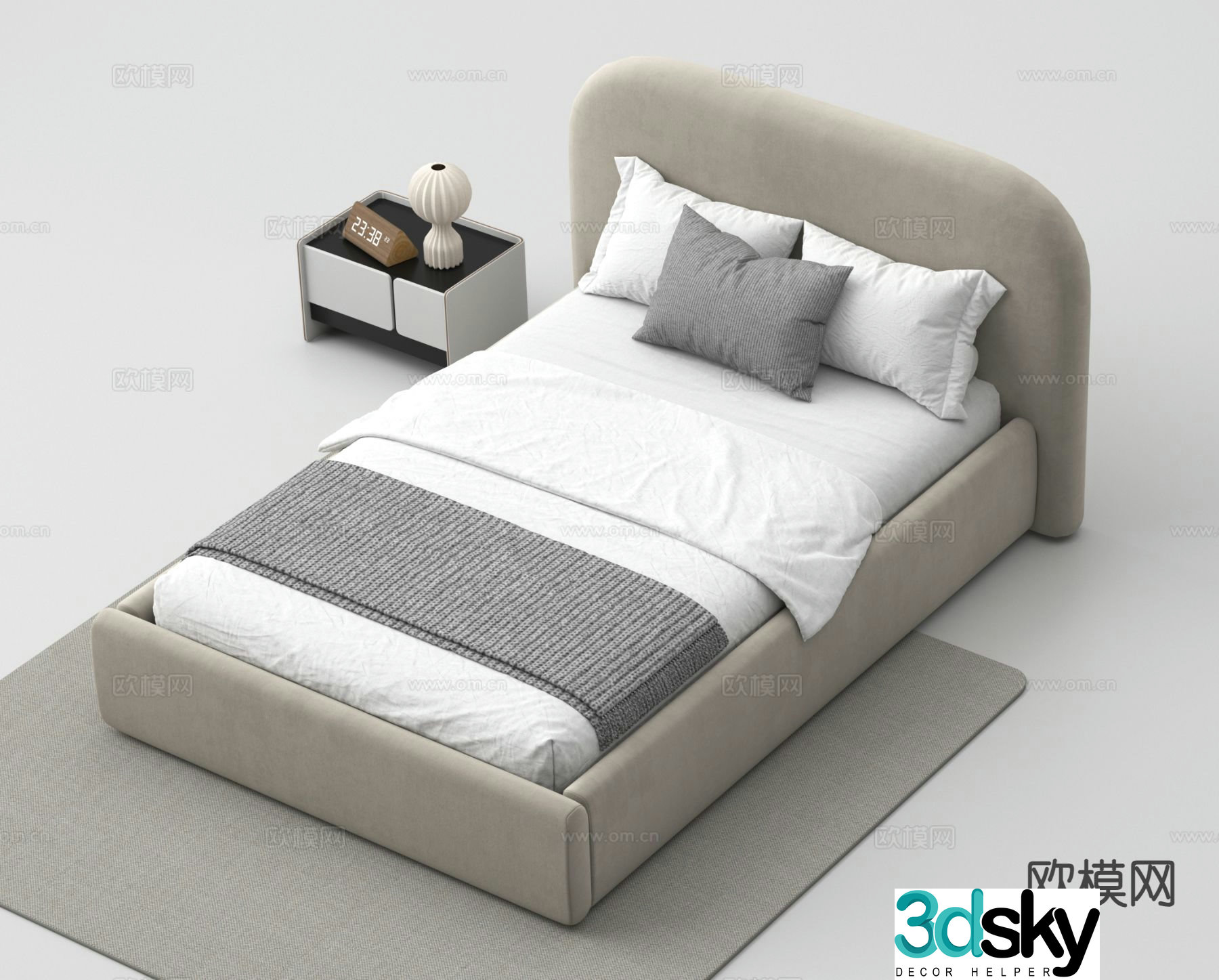 Modern single bed 3d model