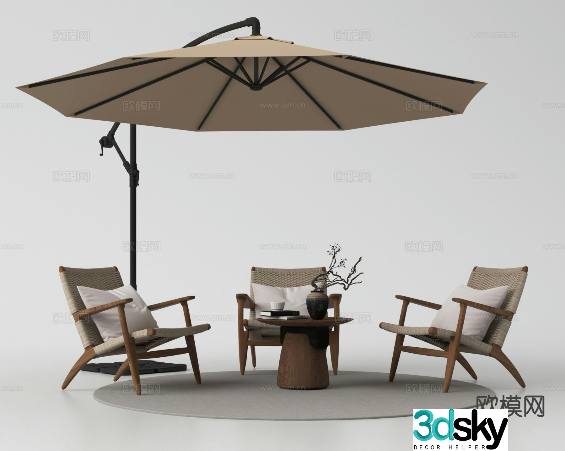 Outdoor chair leisure chair table 3d model