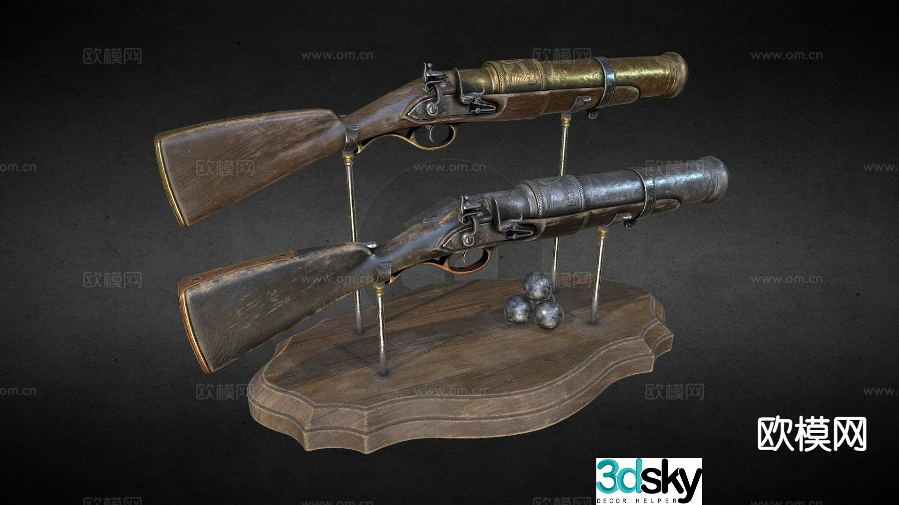 Flintlock hand cannon 3d model
