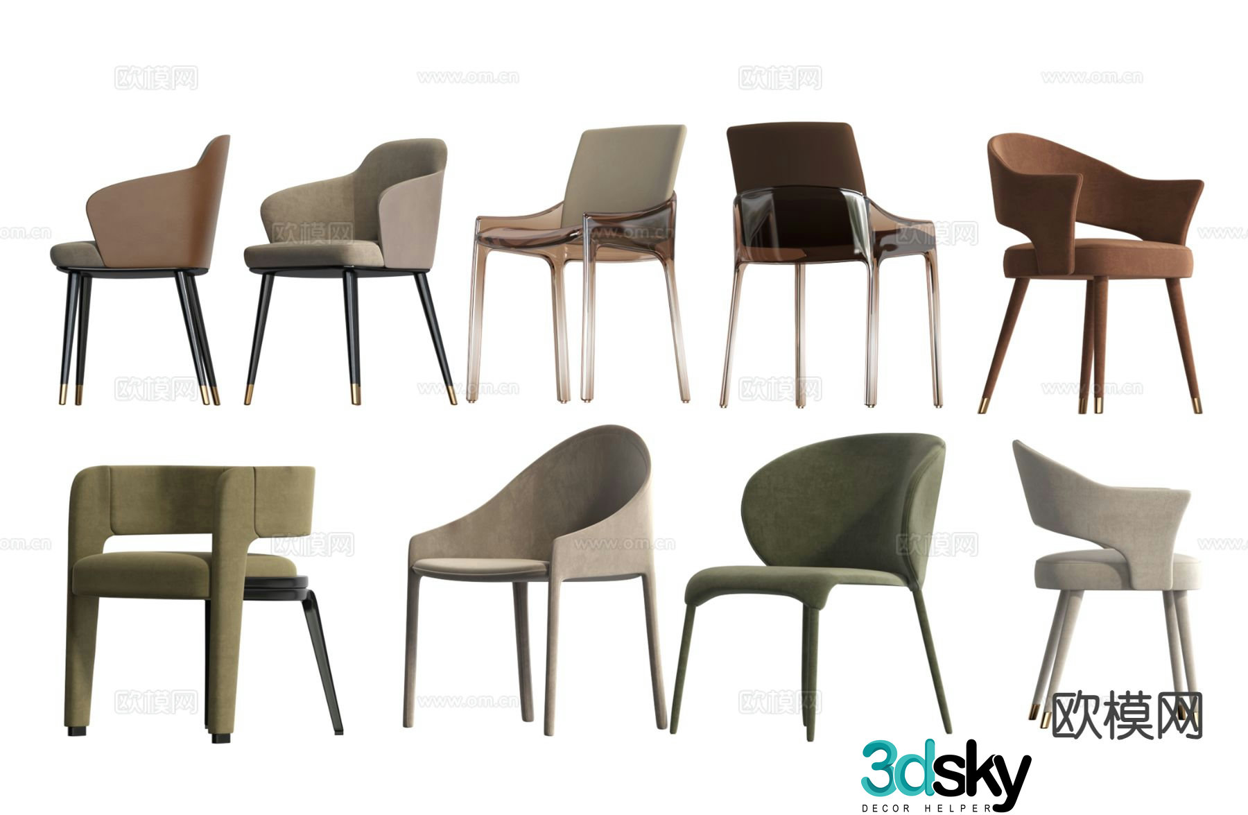 Single chair dining chair 3d model