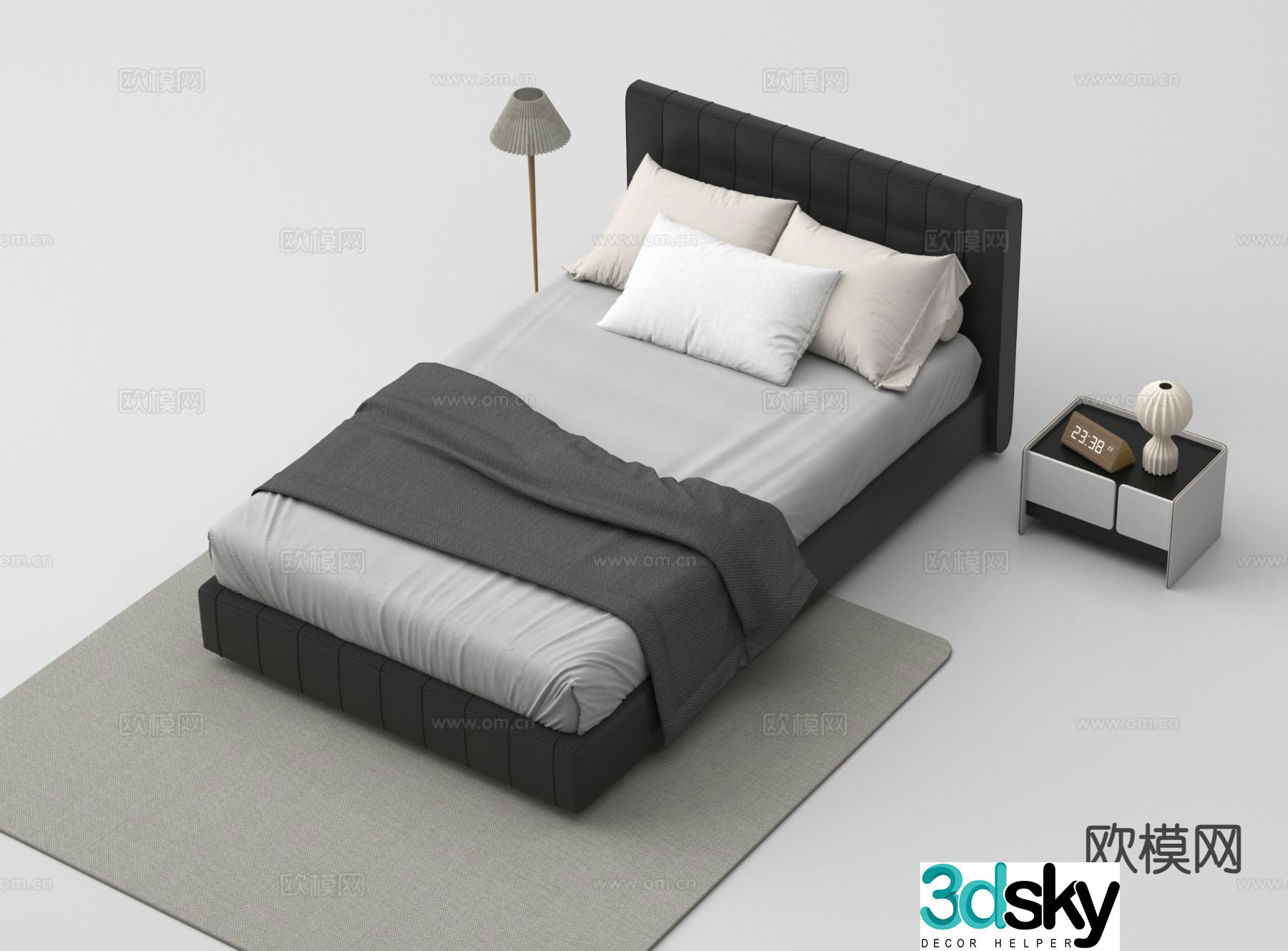 Modern single bed 3d model