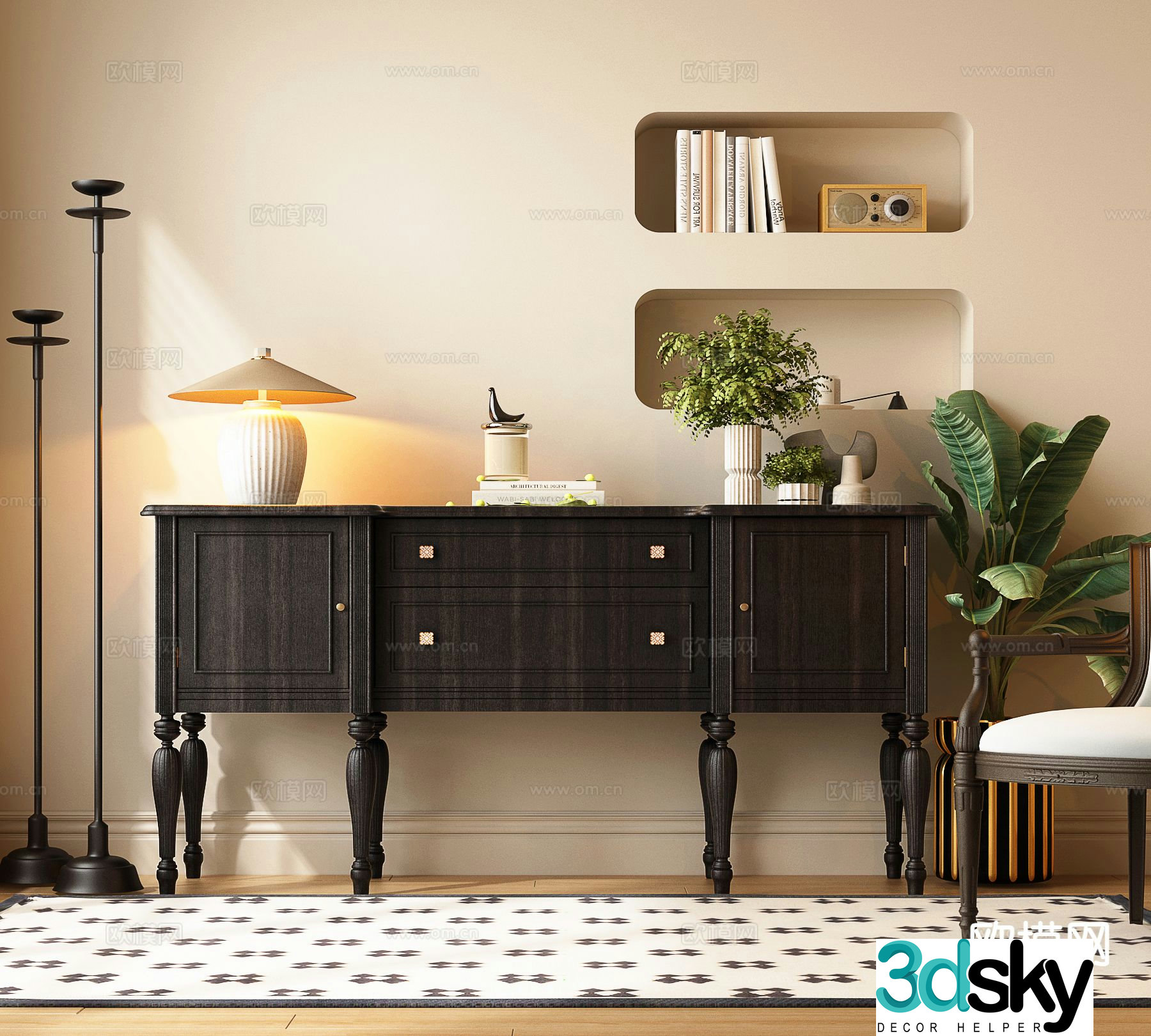 French entrance cabinet 3D model