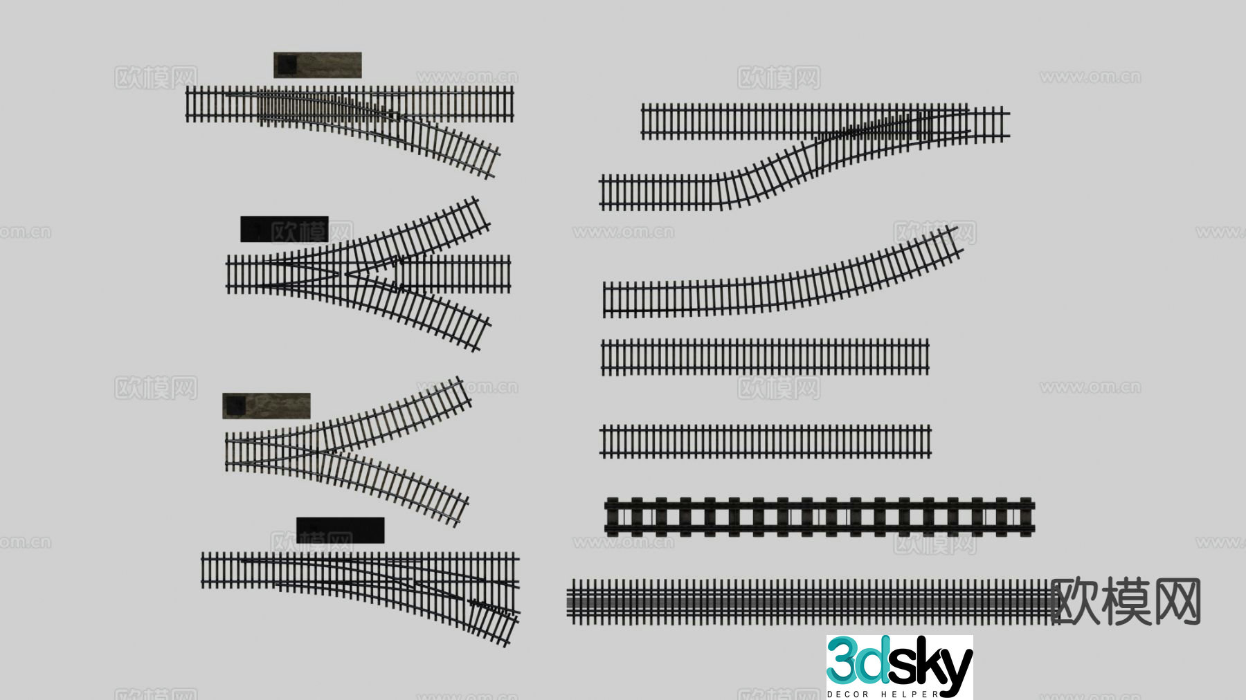 train track turnout railway 3d model