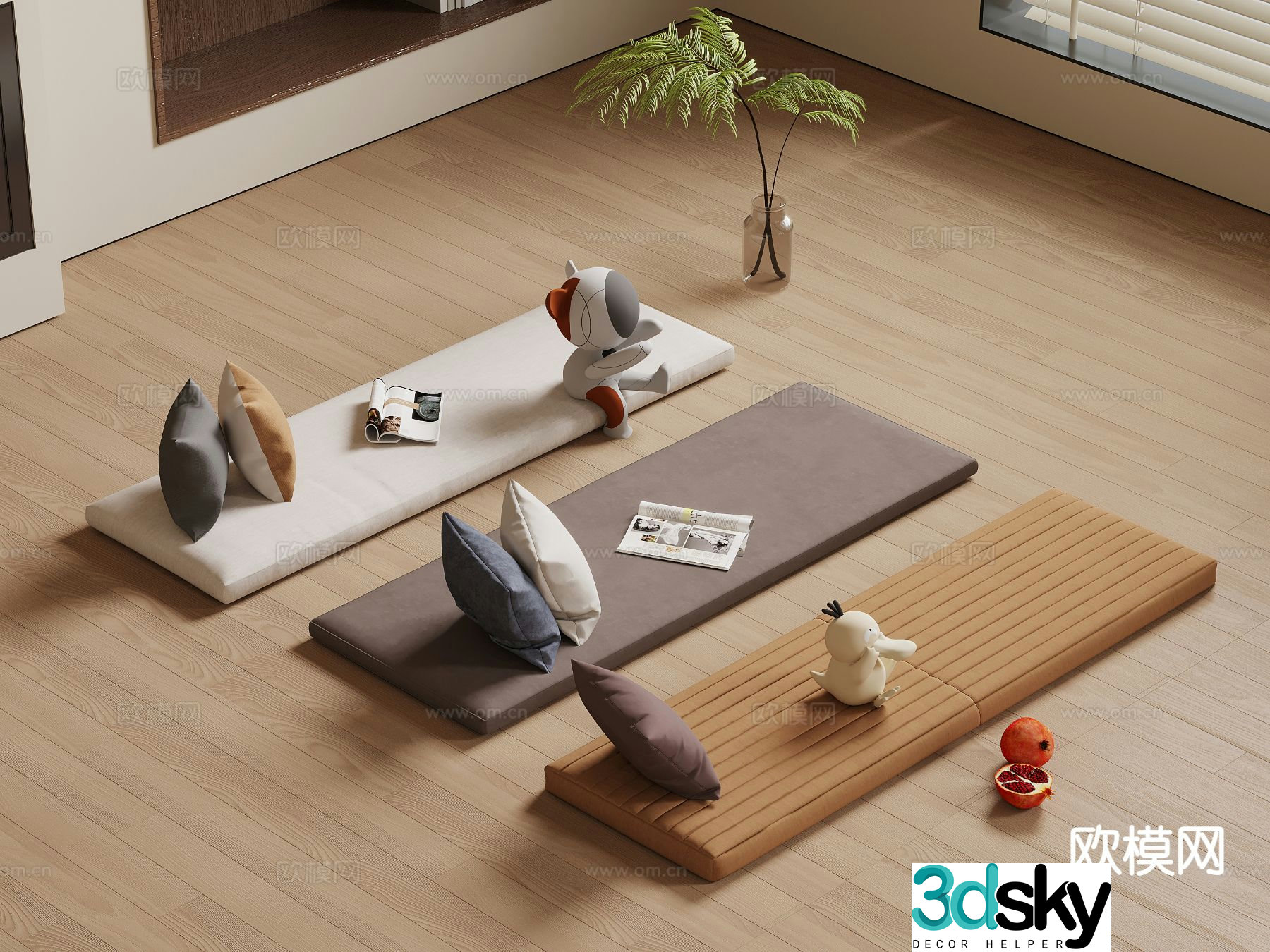 Modern cushion bay window cushion seat cushion soft cushion 3d model