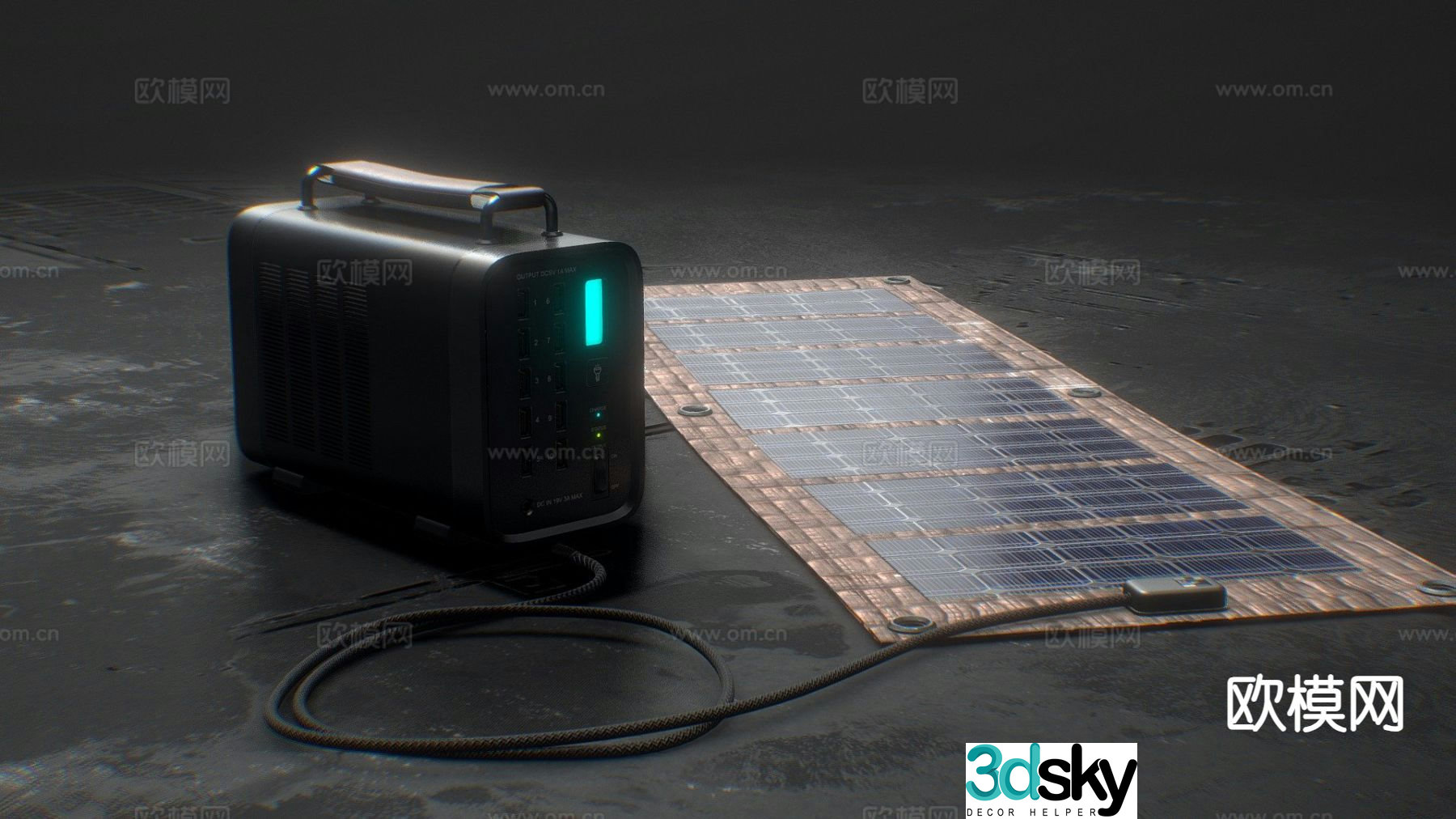 Portable solar battery 3d model