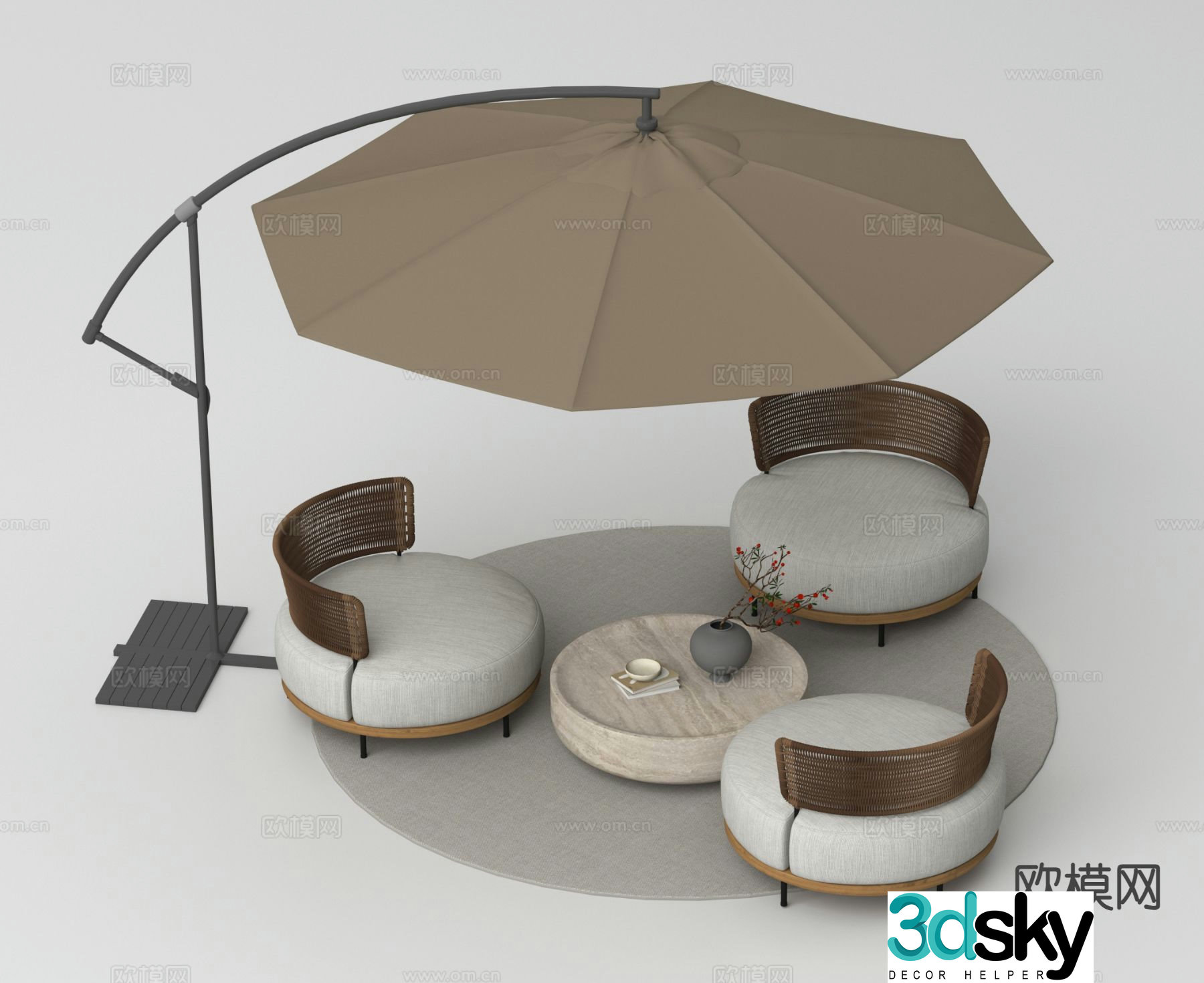 Outdoor sofa patio sofa parasol 3d model
