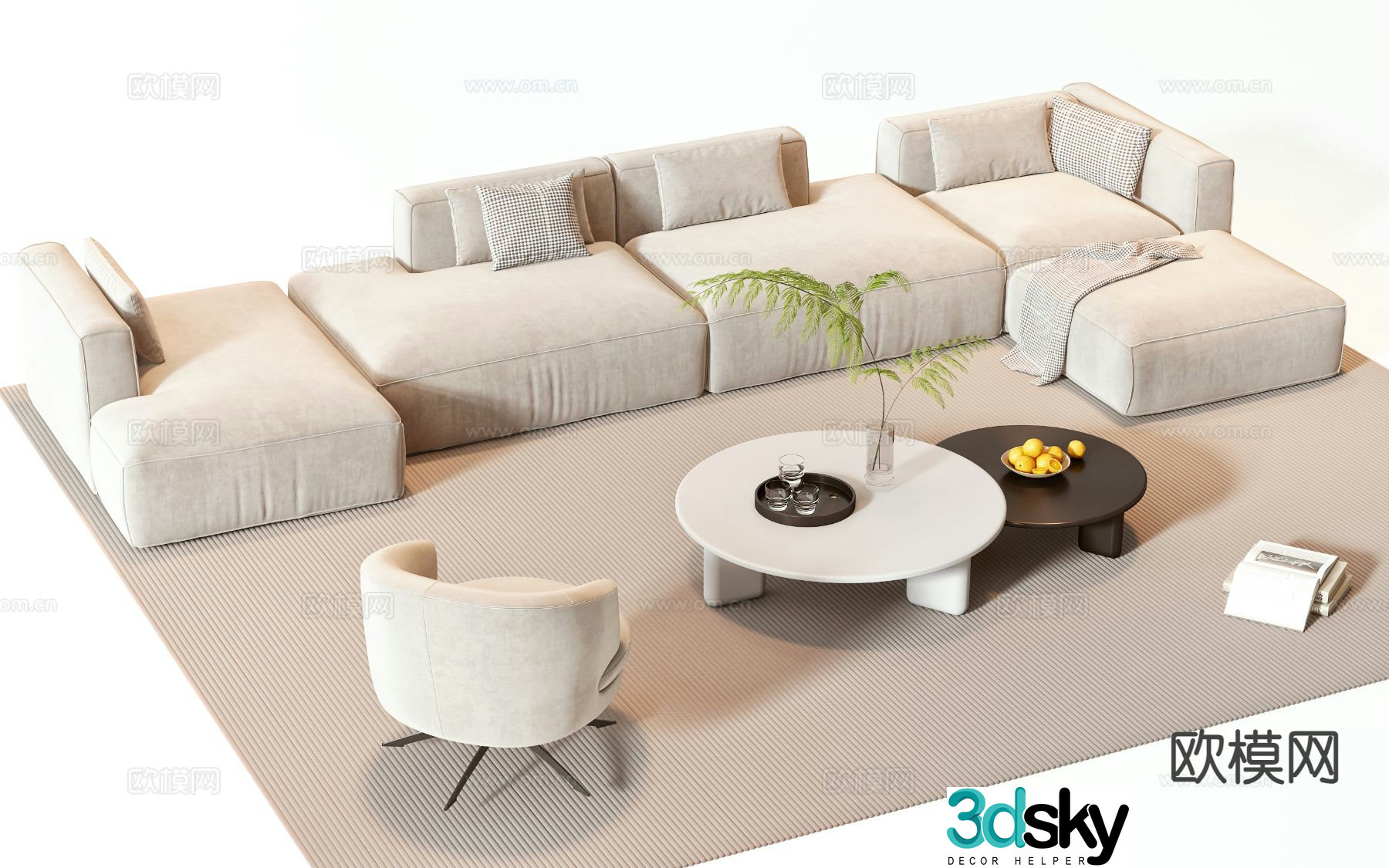 Modern sectional sofa 3d model