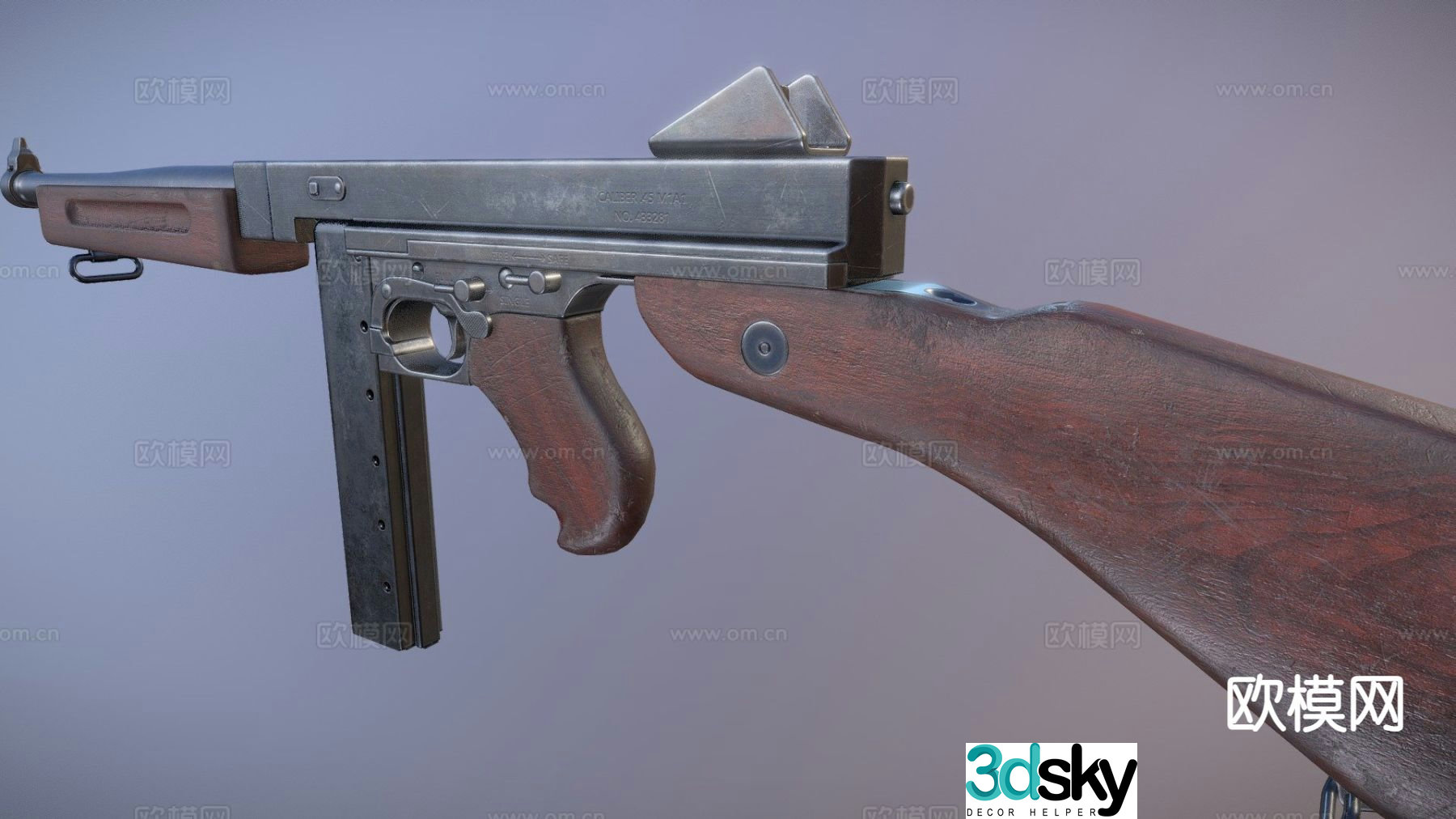 M1A1 submachine gun 3d model