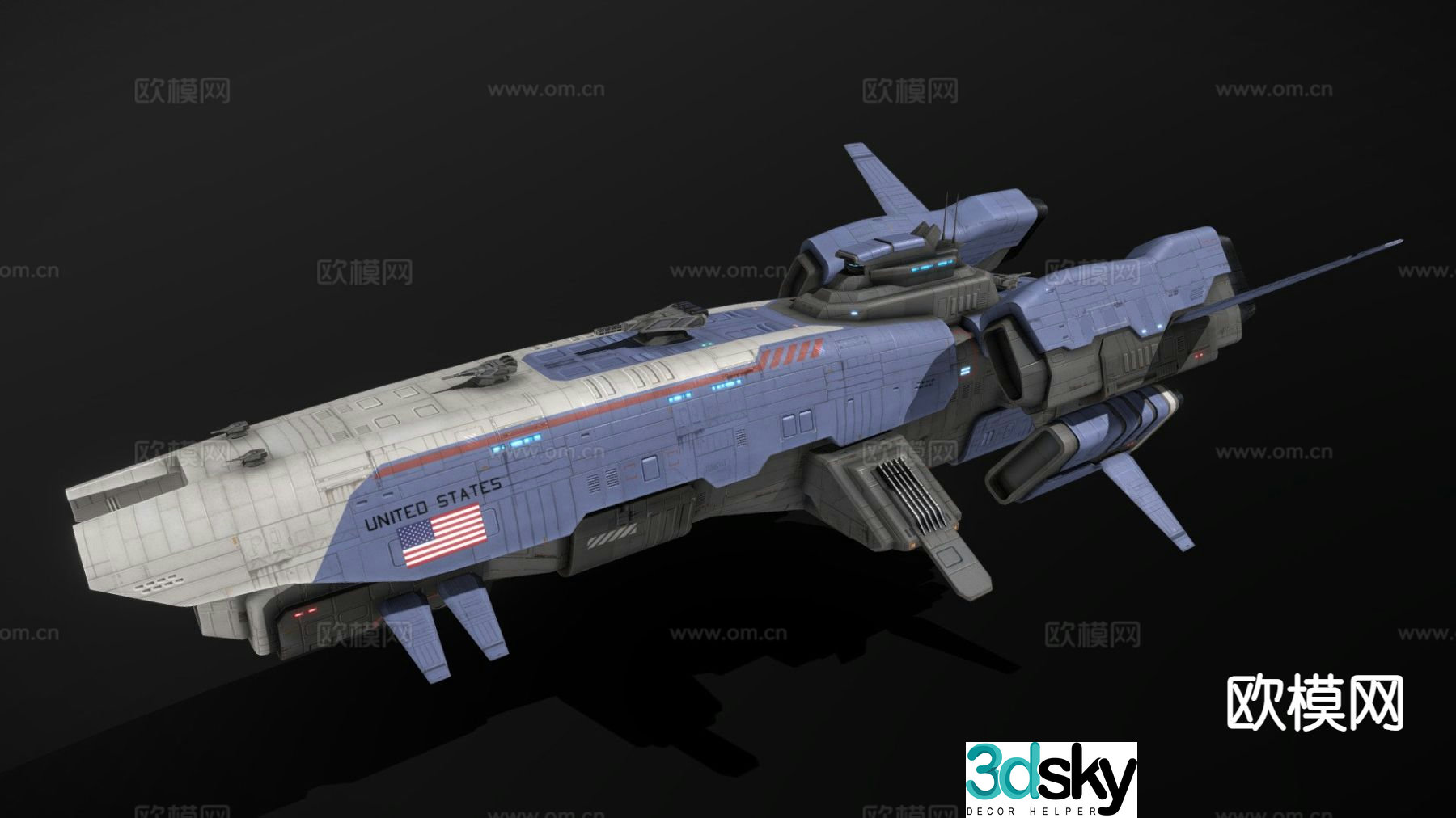 Modern sci-fi aircraft 3d model