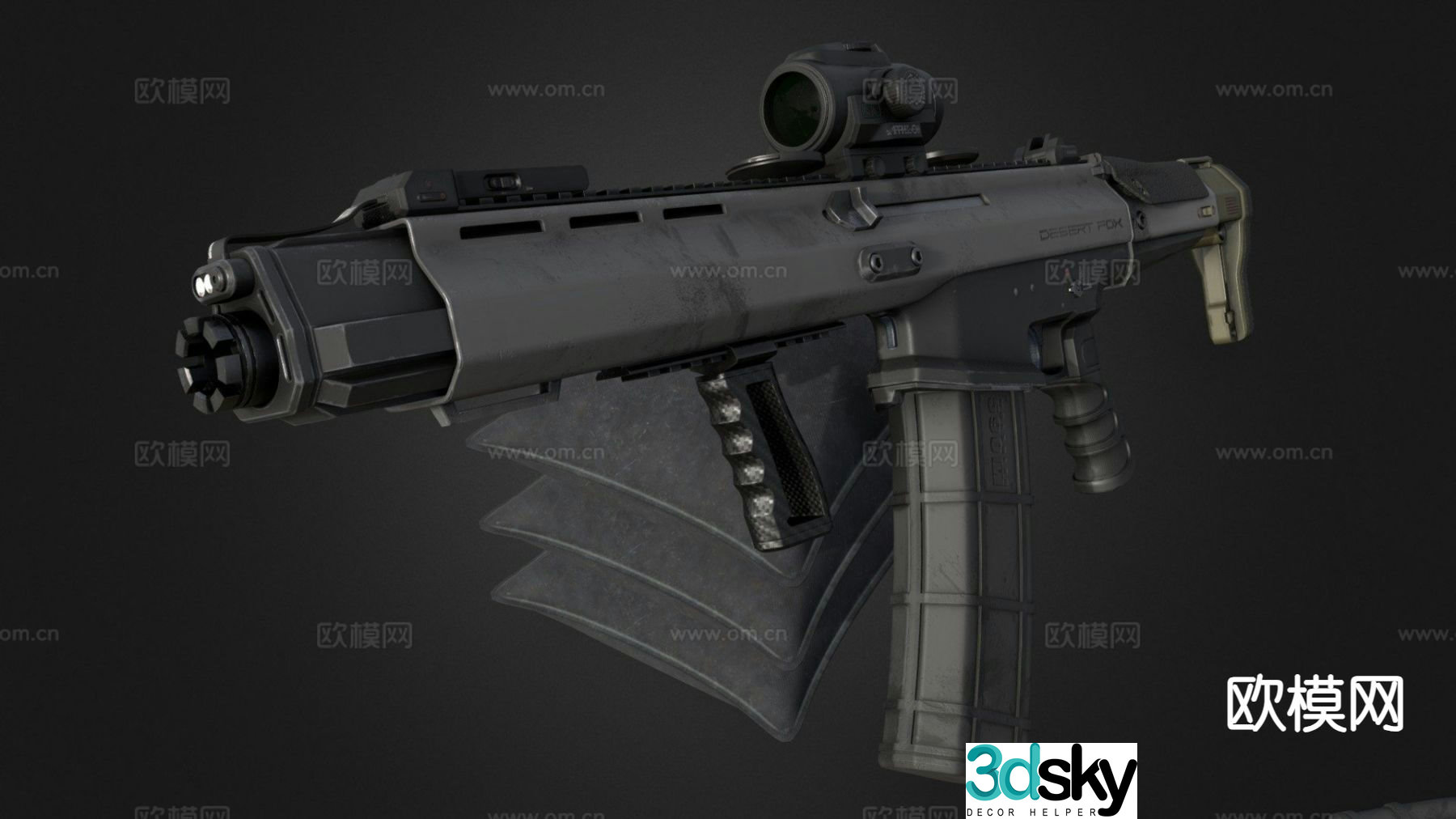 desert fox submachine gun 3d model