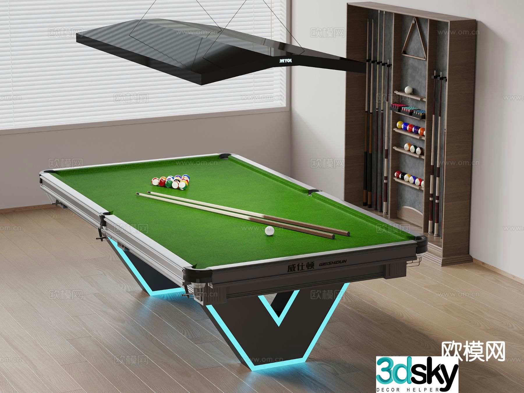 Modern billiards pool table 3d model