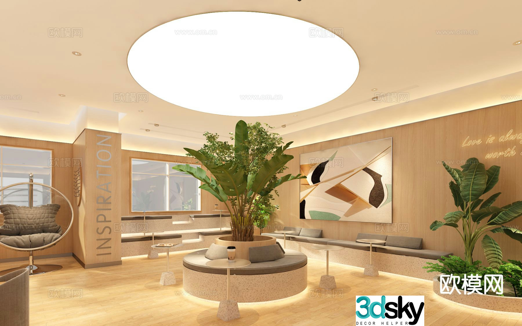 Cream style beauty salon rest area 3D model