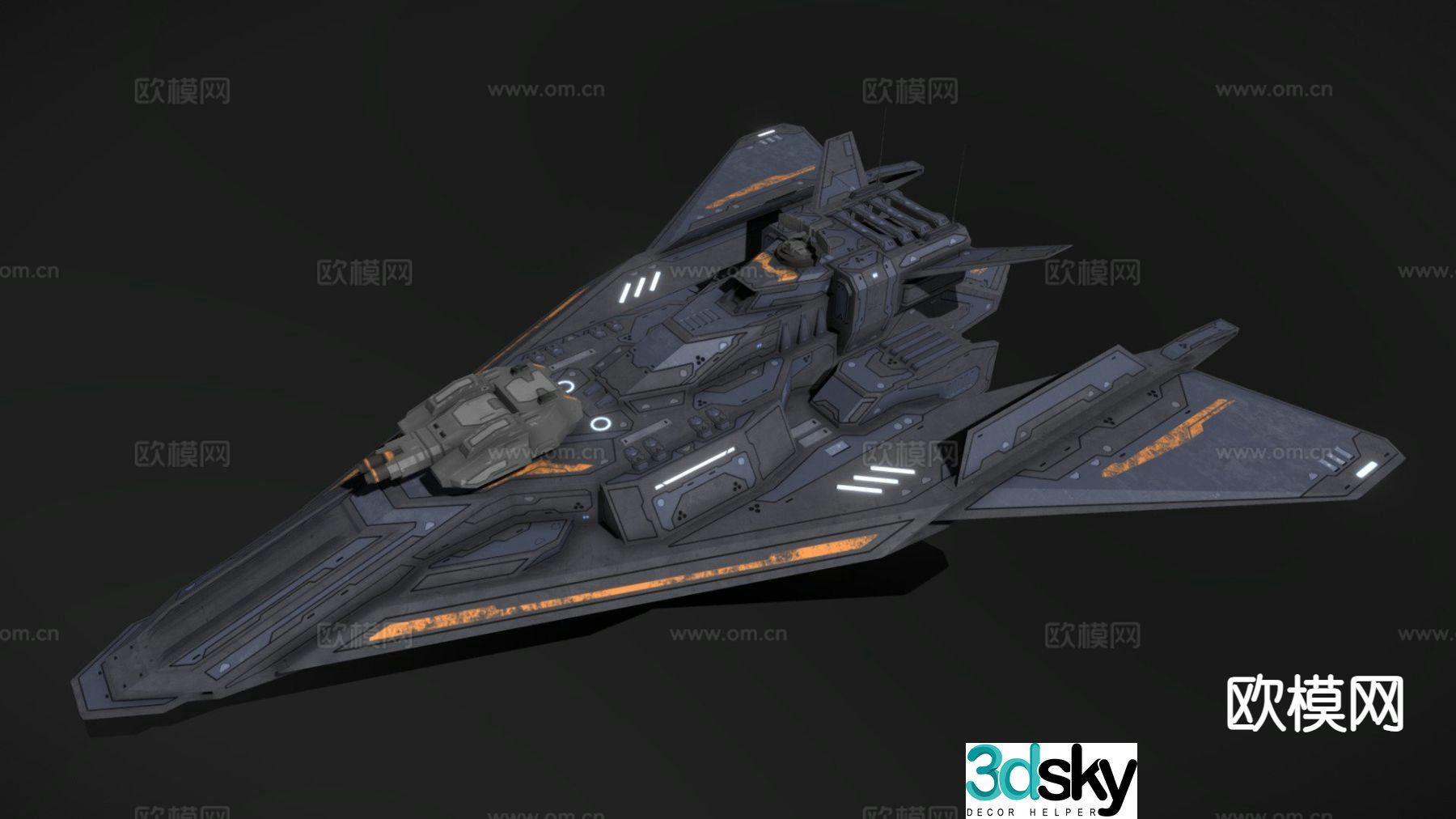 Sci-fi frigate 3d model