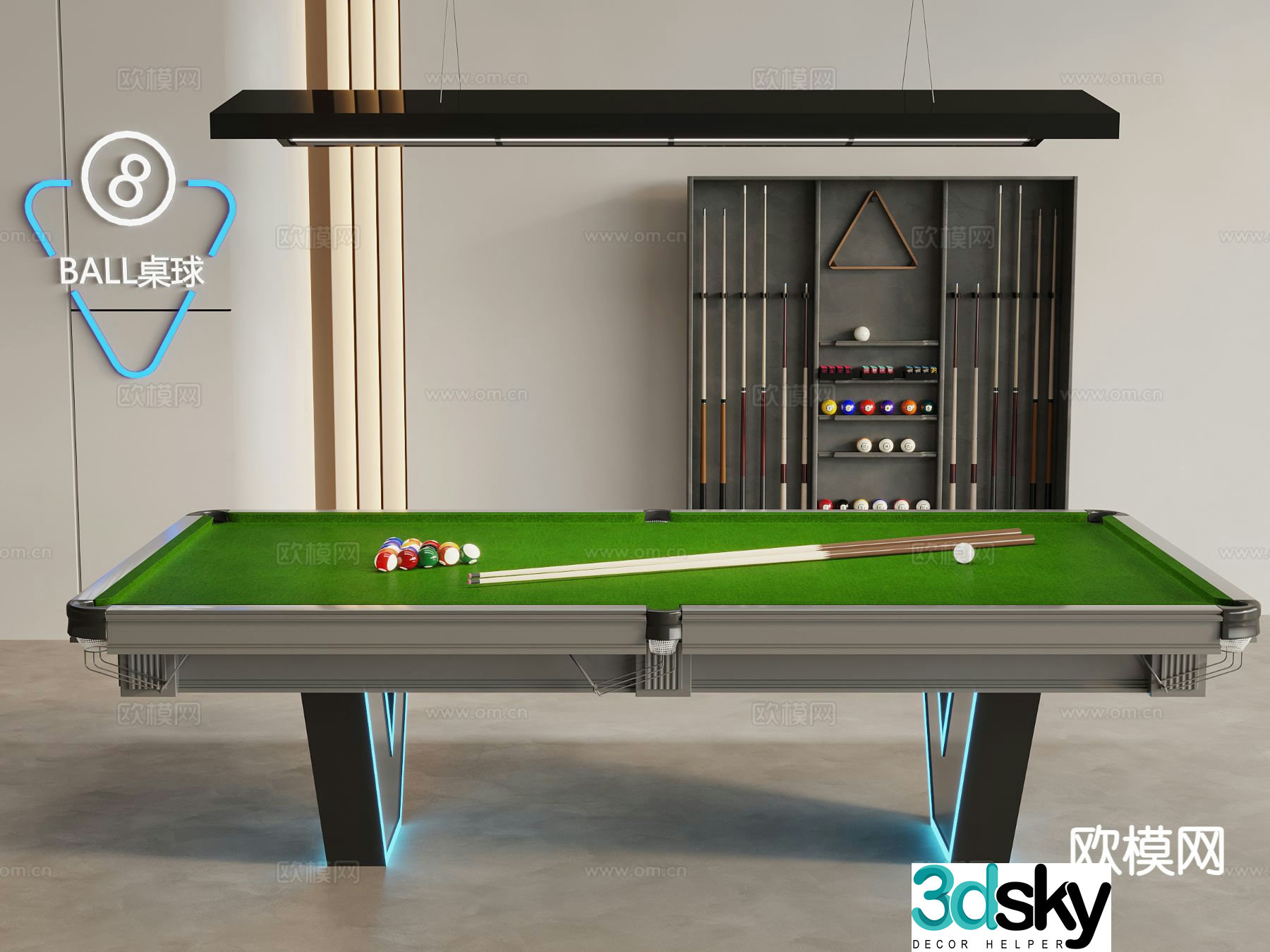 Modern billiards pool table 3d model