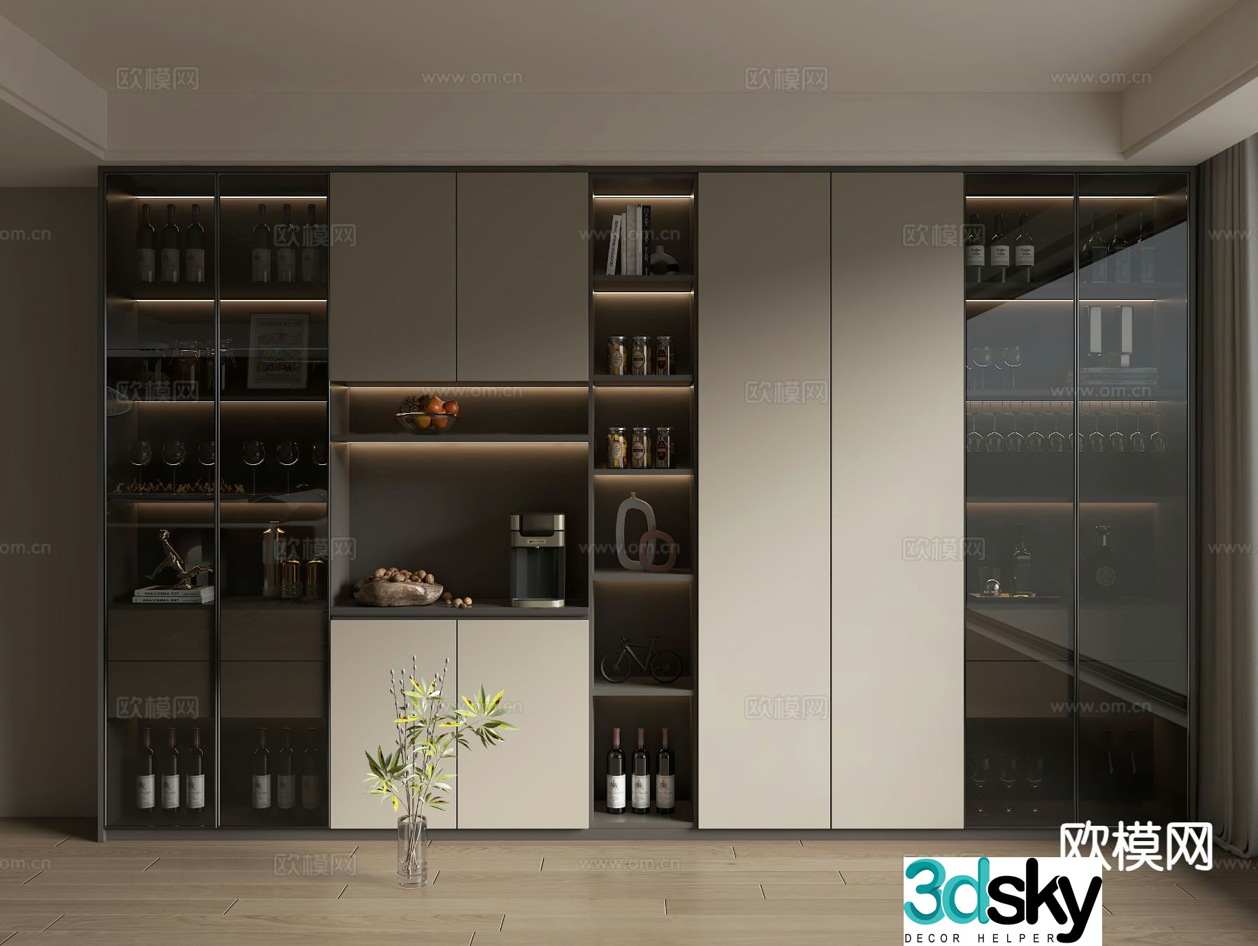 Modern cabinet wine cabinet 3d model