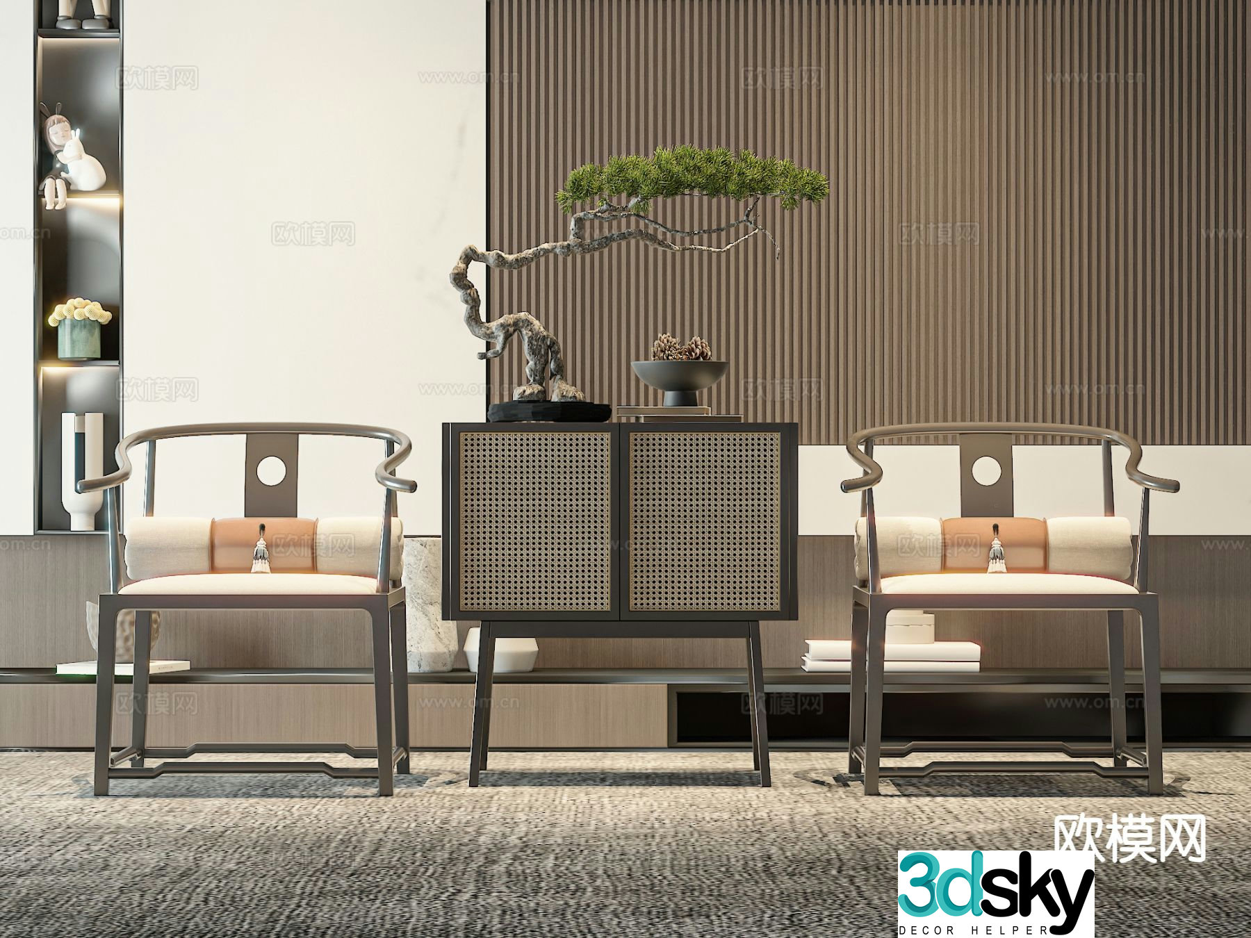 New Chinese style chair tea chair 3d model