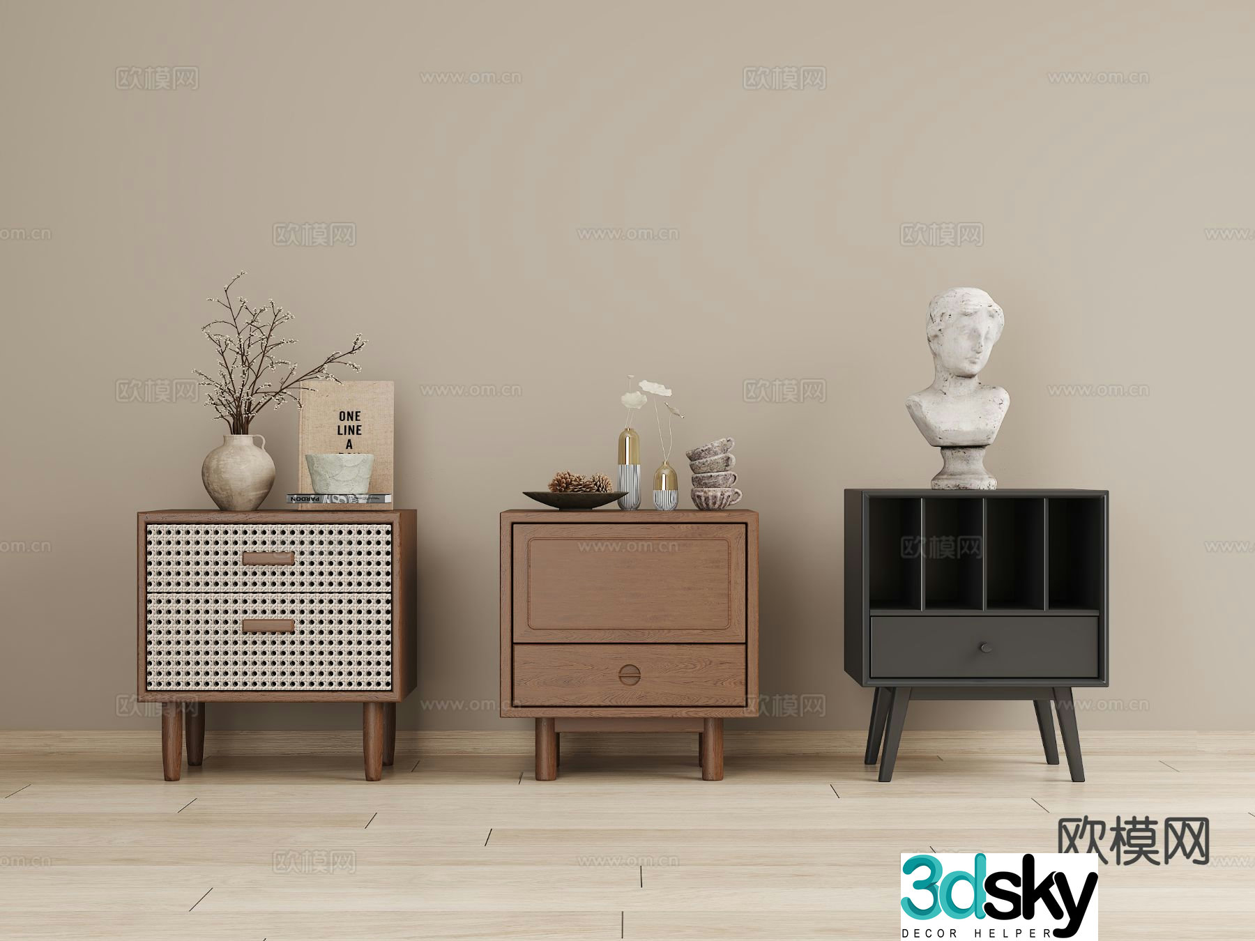 wabi-sabi bedside table 3d model