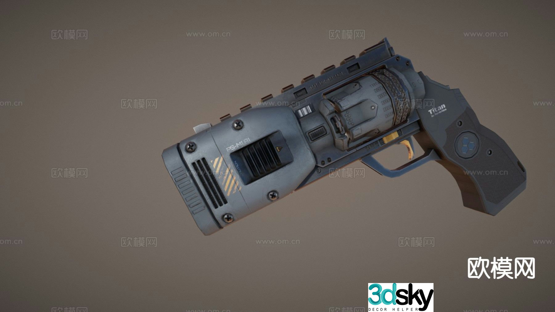 Modern revolver 3d model