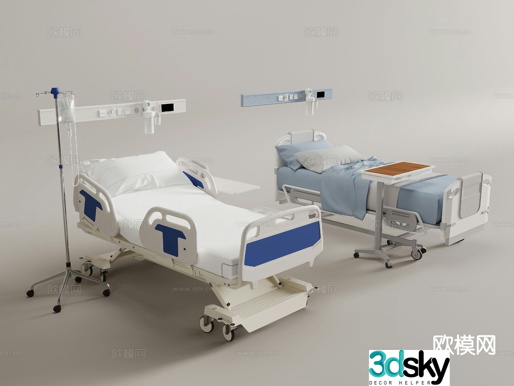 hospital bed nursing bed 3d model