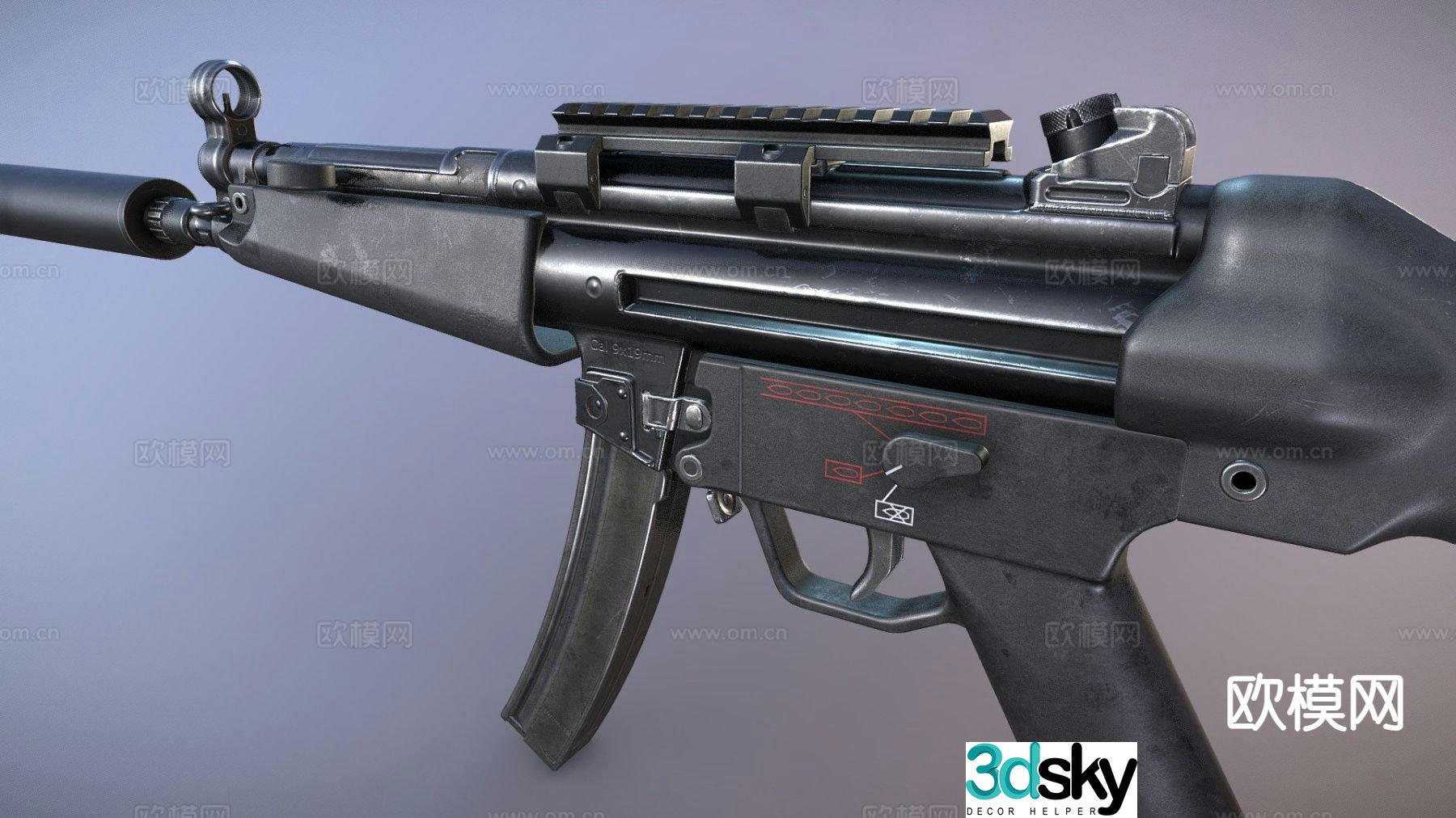 Modern submachine gun 3d model