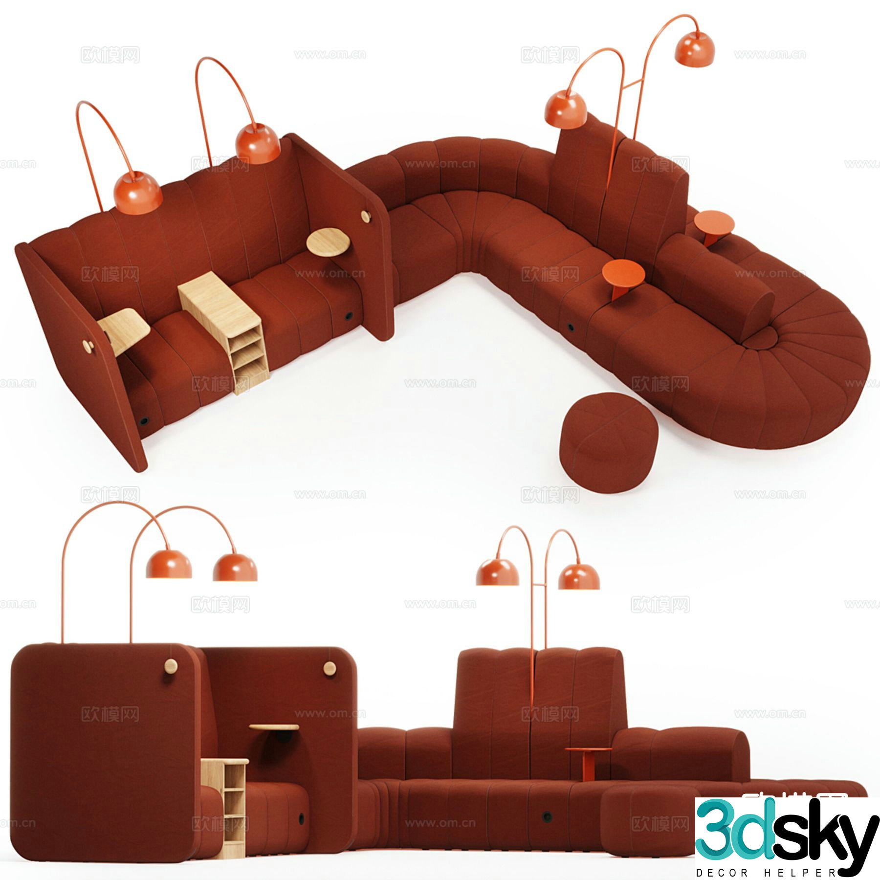 Lobby sofa public sofa booth sofa 3d model