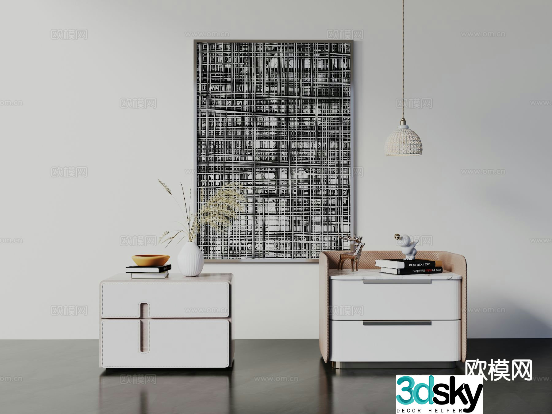 Modern bedside table 3d model