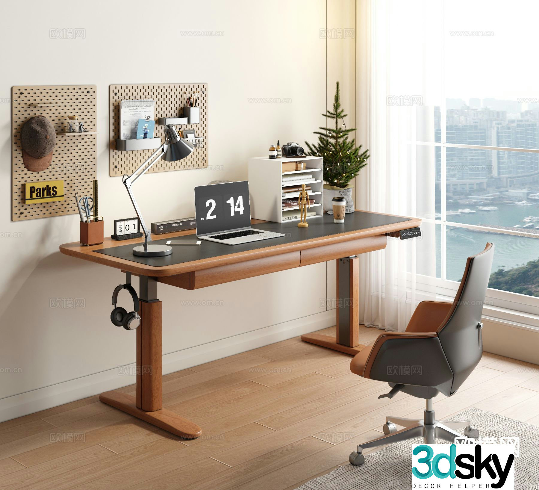 Modern desk desk computer desk 3d model