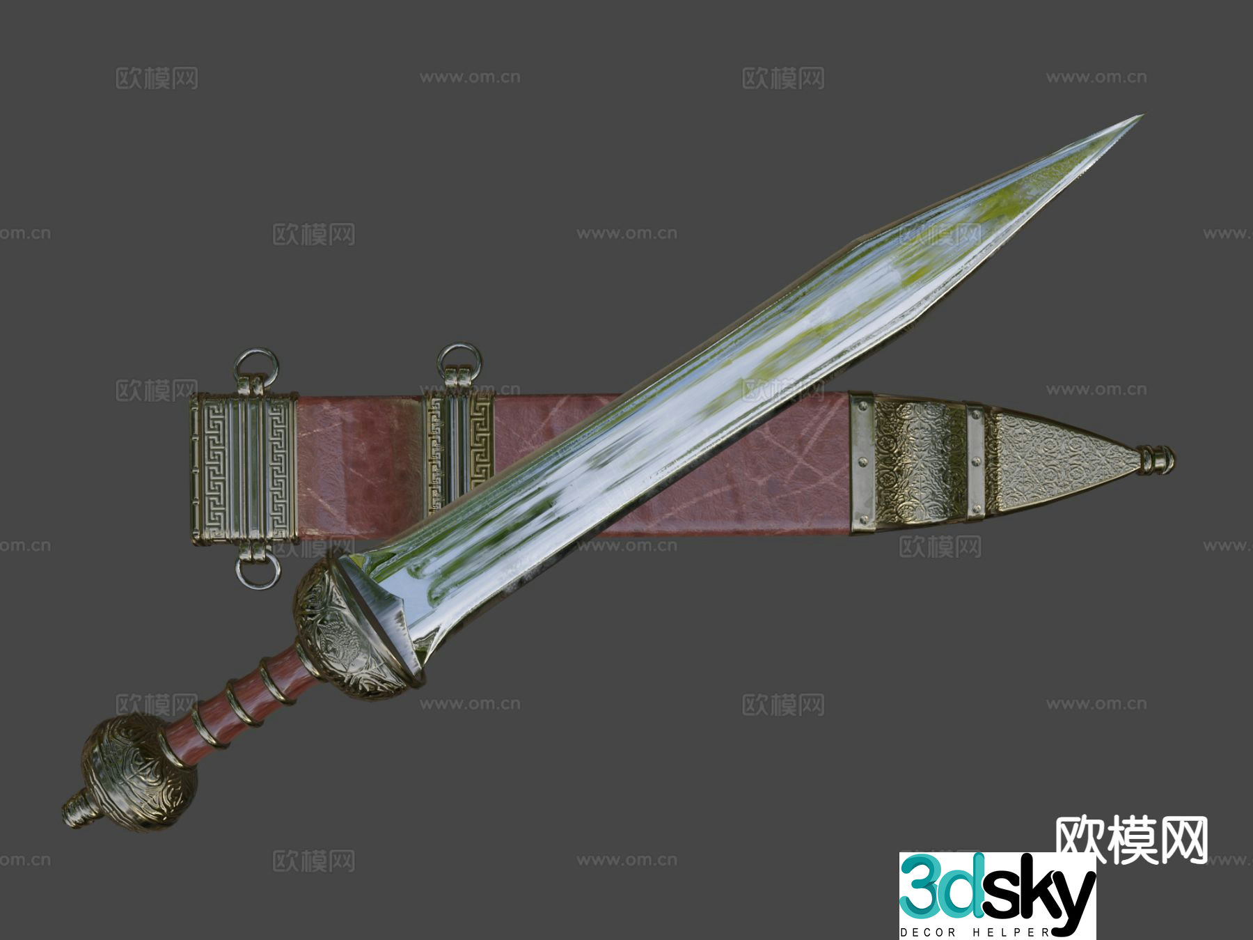 European knife scabbard 3d model