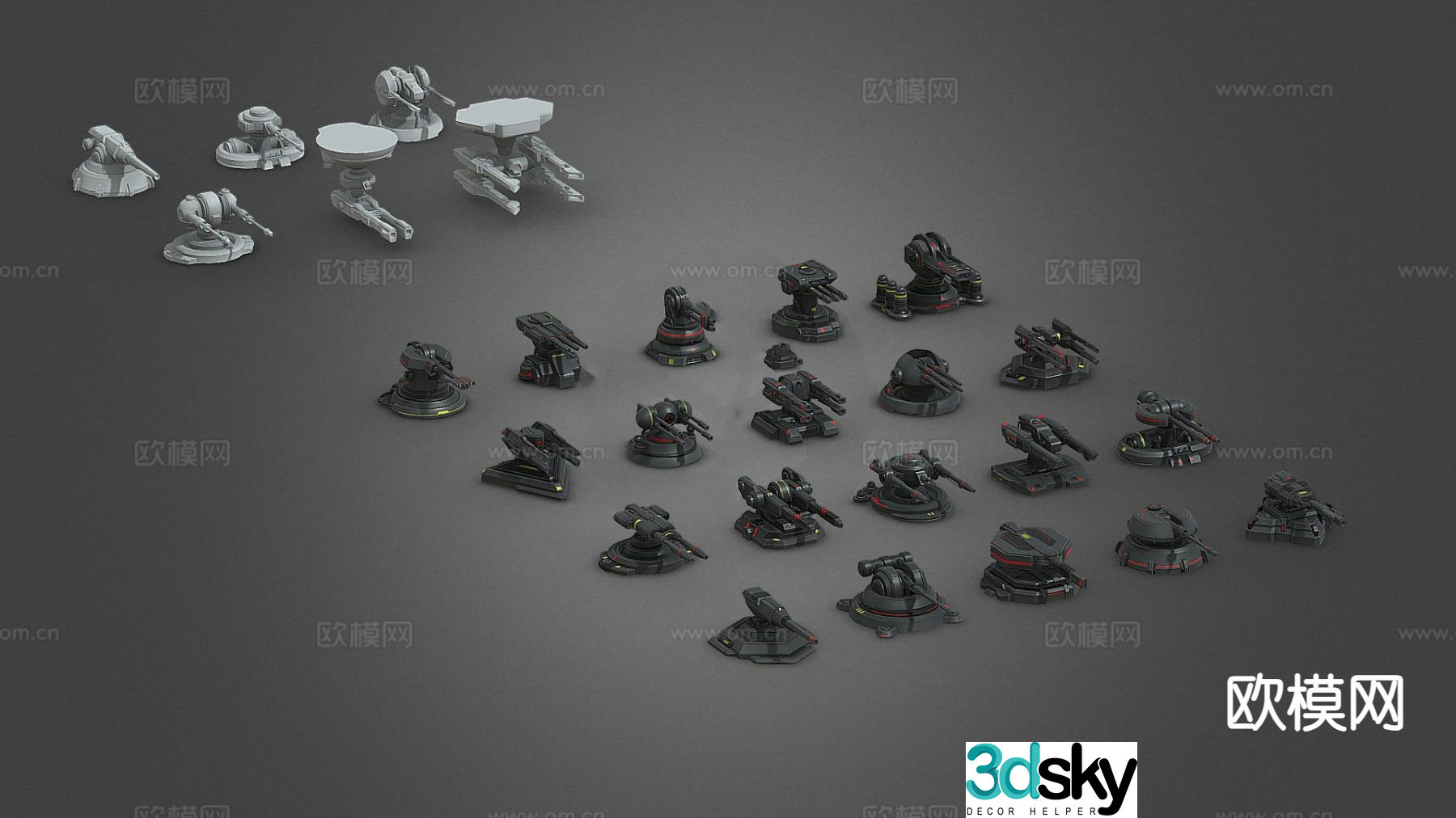 turret pack 3d model