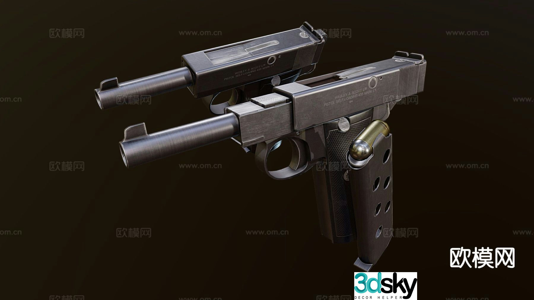 automatic pistol 3d model