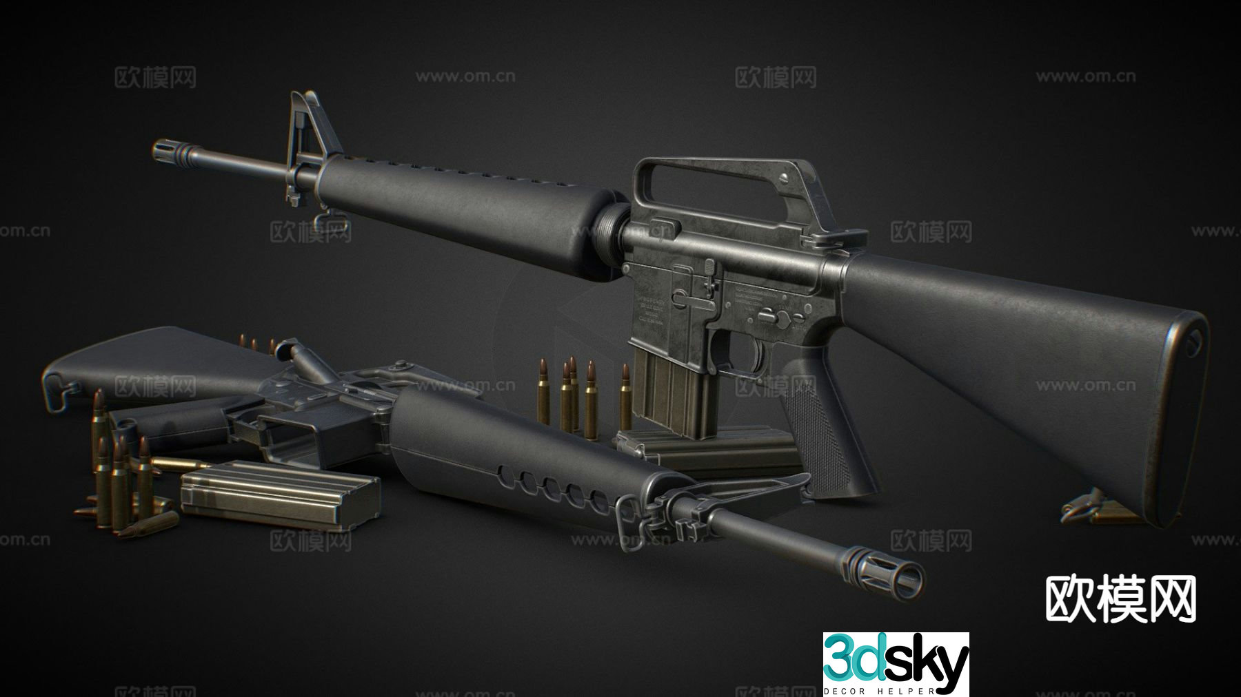 M16A1 assault rifle 3d model