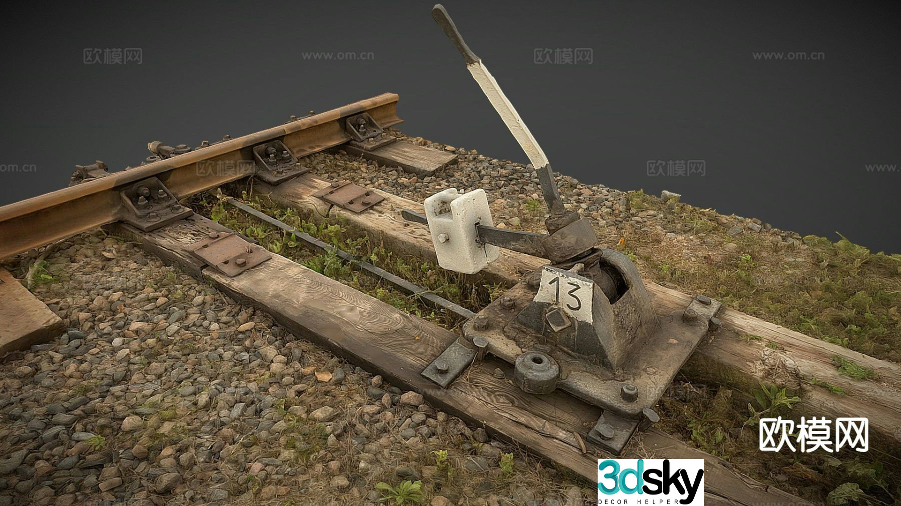 Manual railway transfer arrow railway equipment 3d model