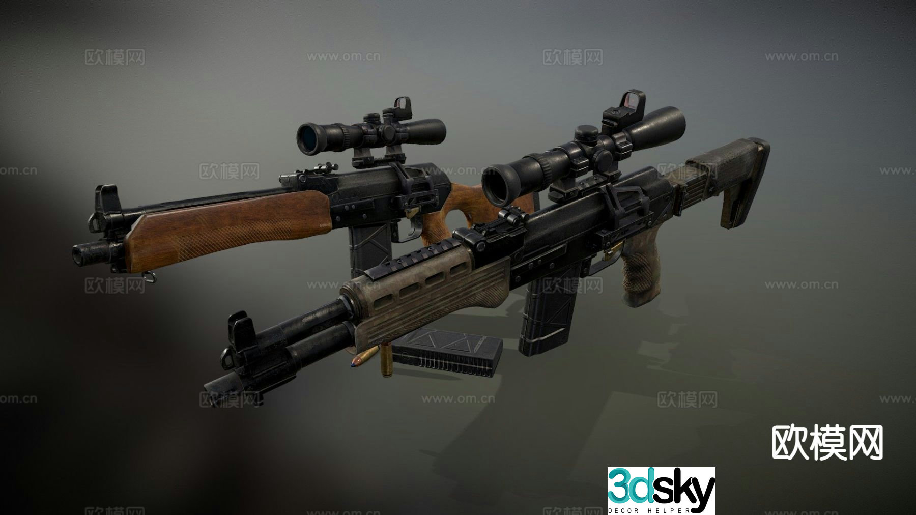 AK-47 rifle 3d model