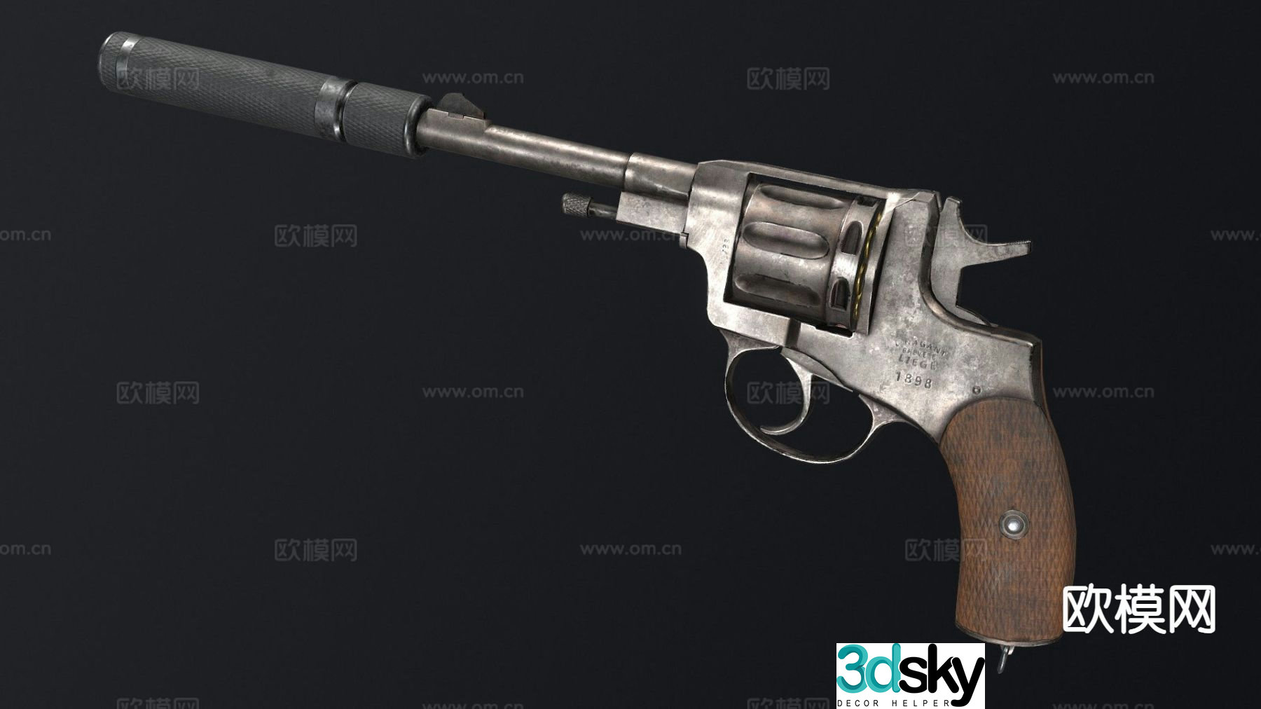Nagant M1895 pistol 3d model